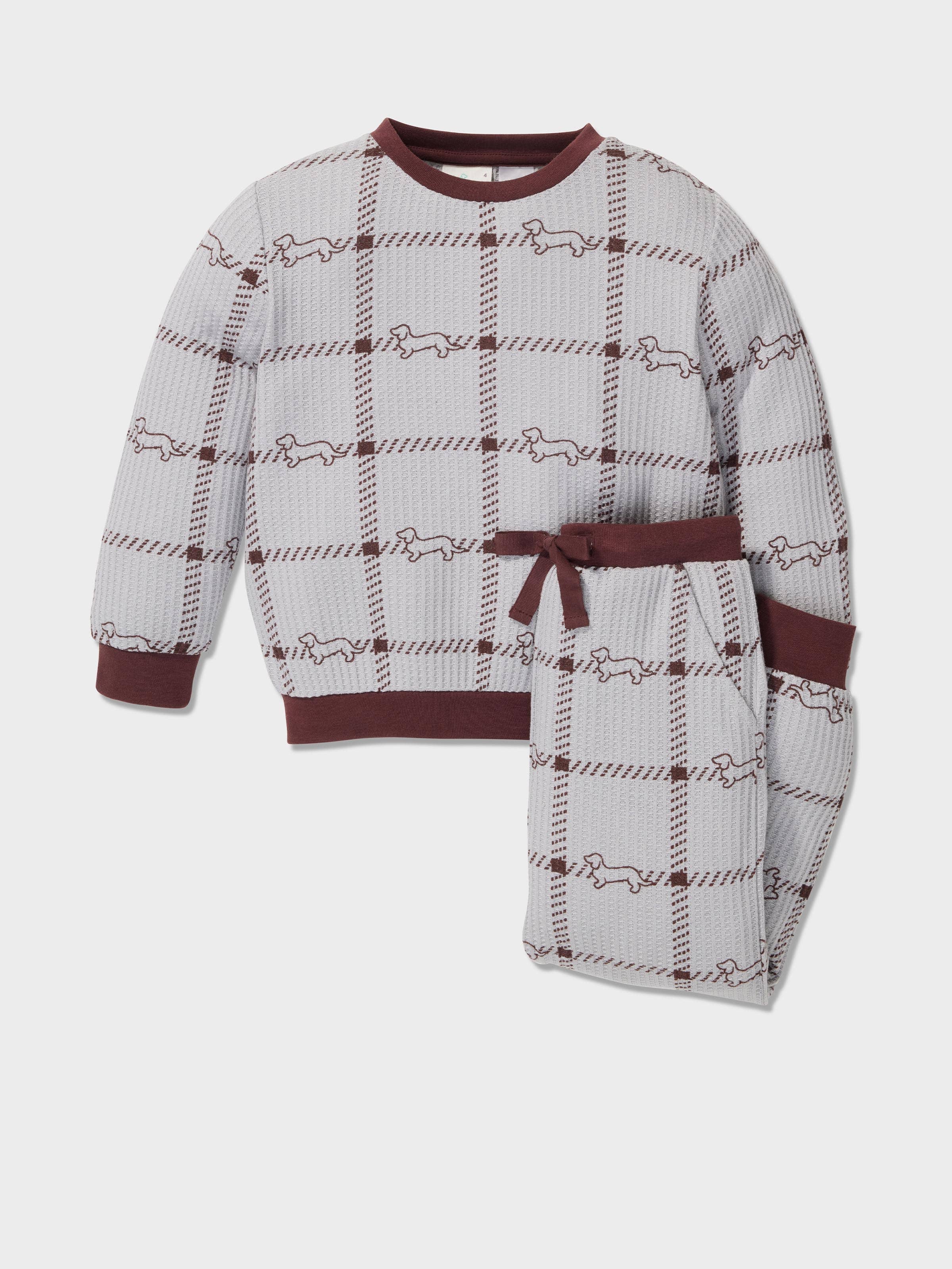 Jnr Boys Waffle Check Long Pj Set