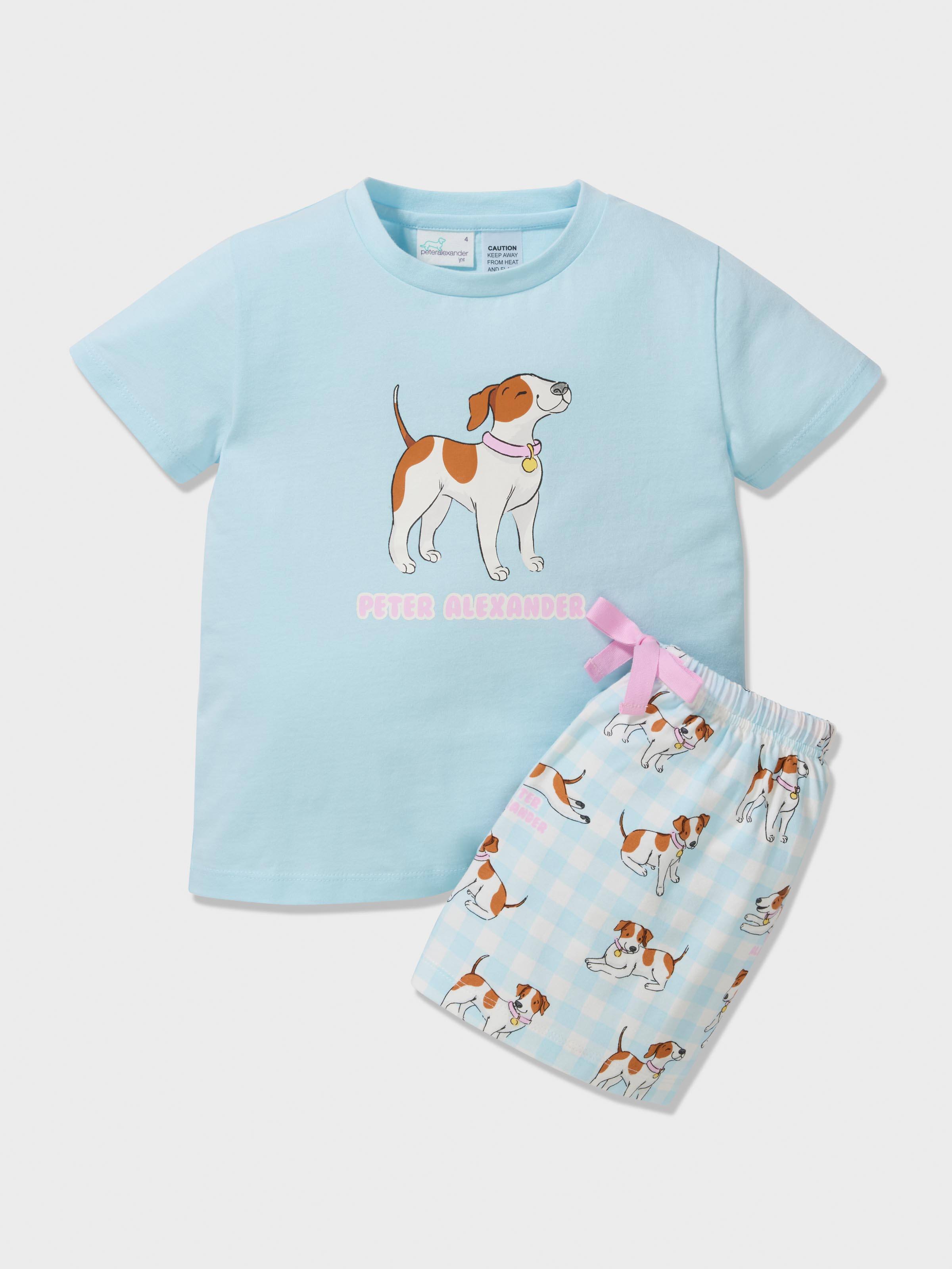 Girls Jack Russel Check Pj Set