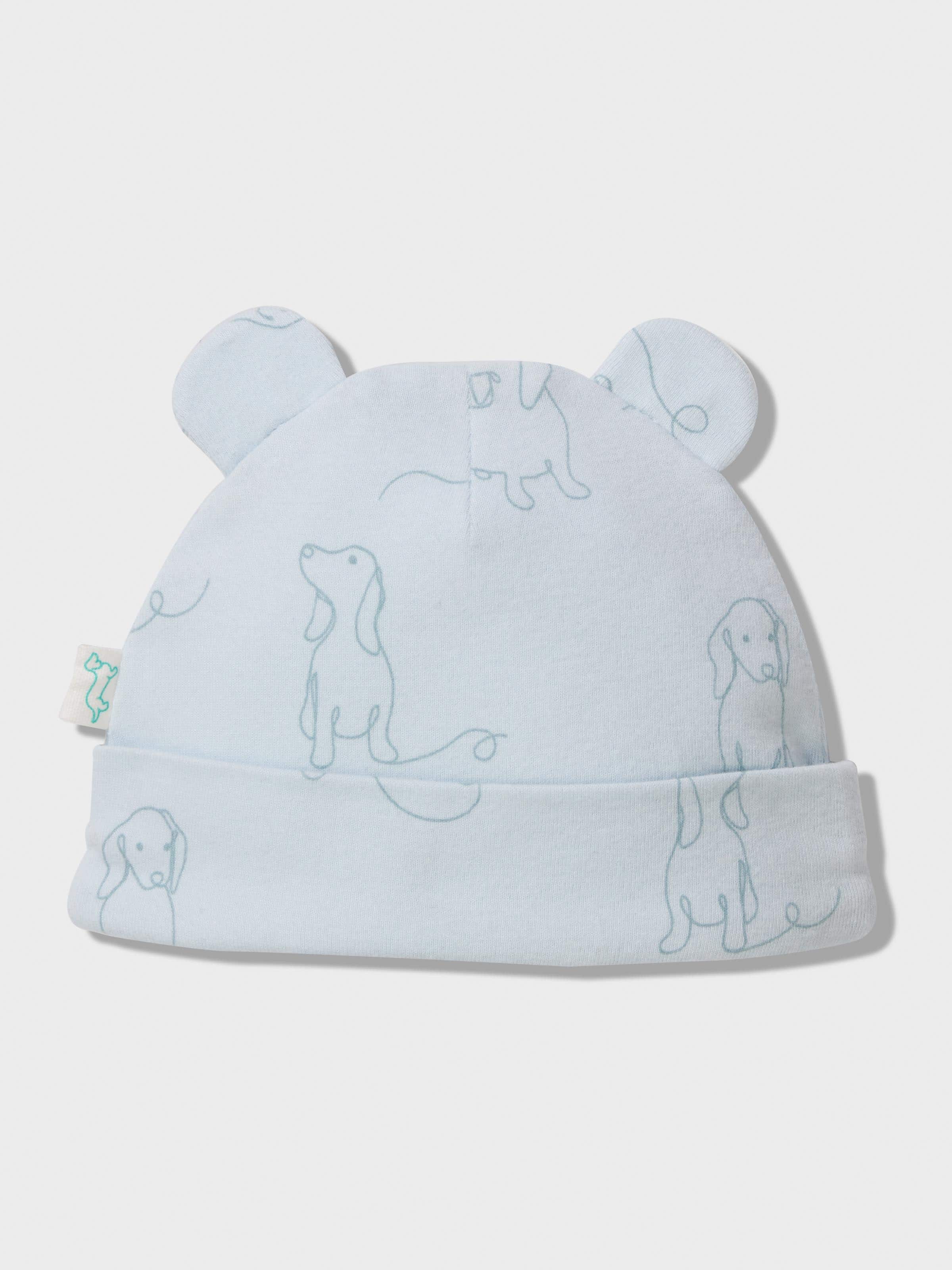 Baby Organic Blue Penny Print Beanie