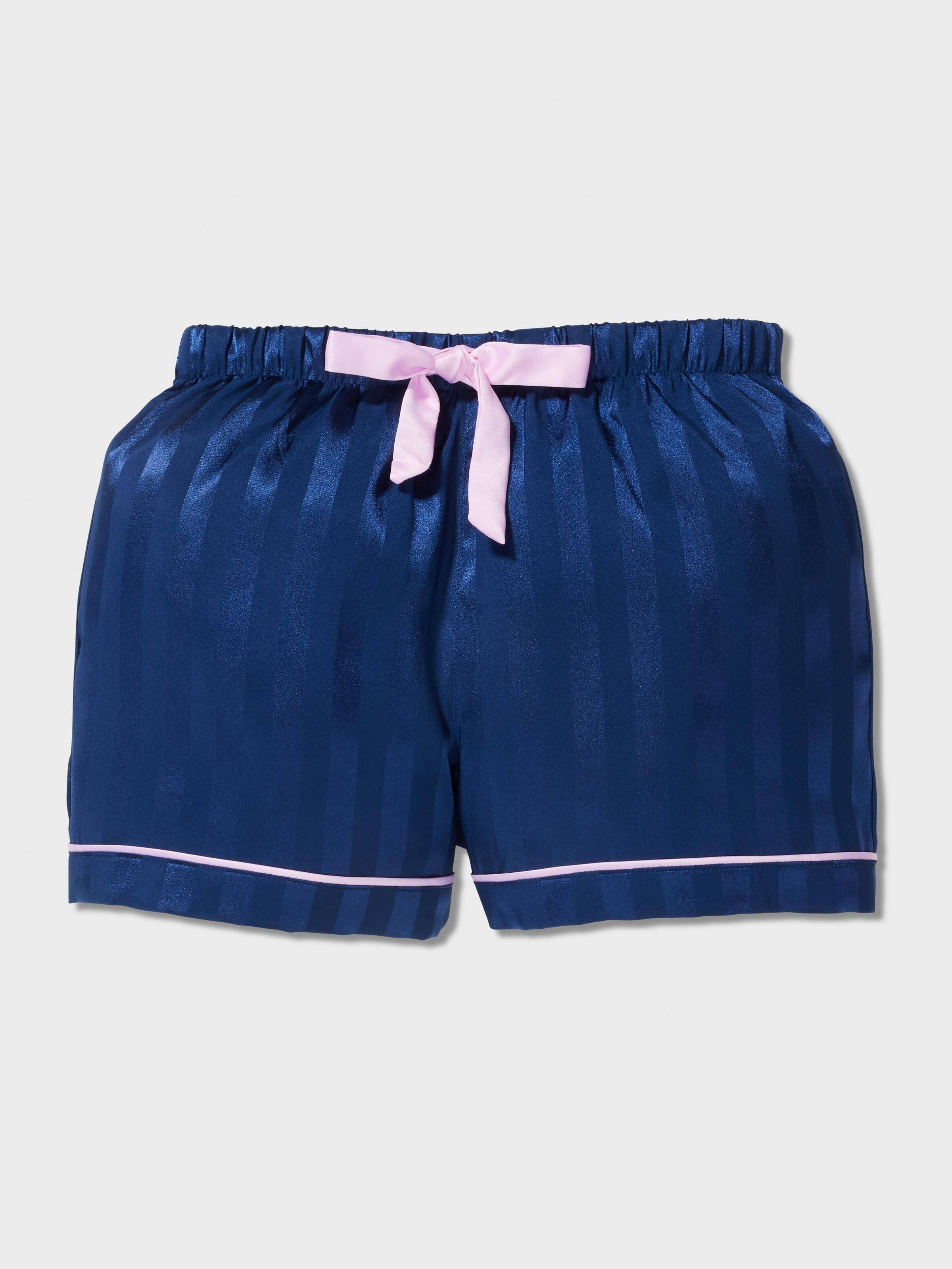 Jnr Girls Navy Classic Satin Short Pj Set