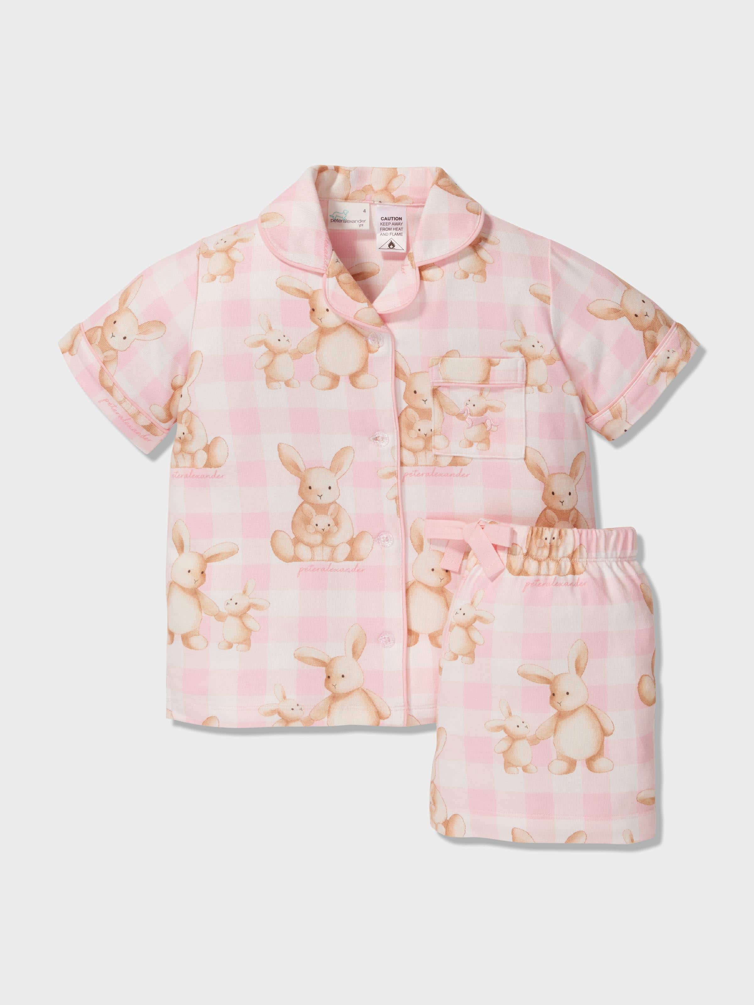 Image for Jnr Girls Pink Check Bunny Short Classic Pj Set from Peter Alexander
