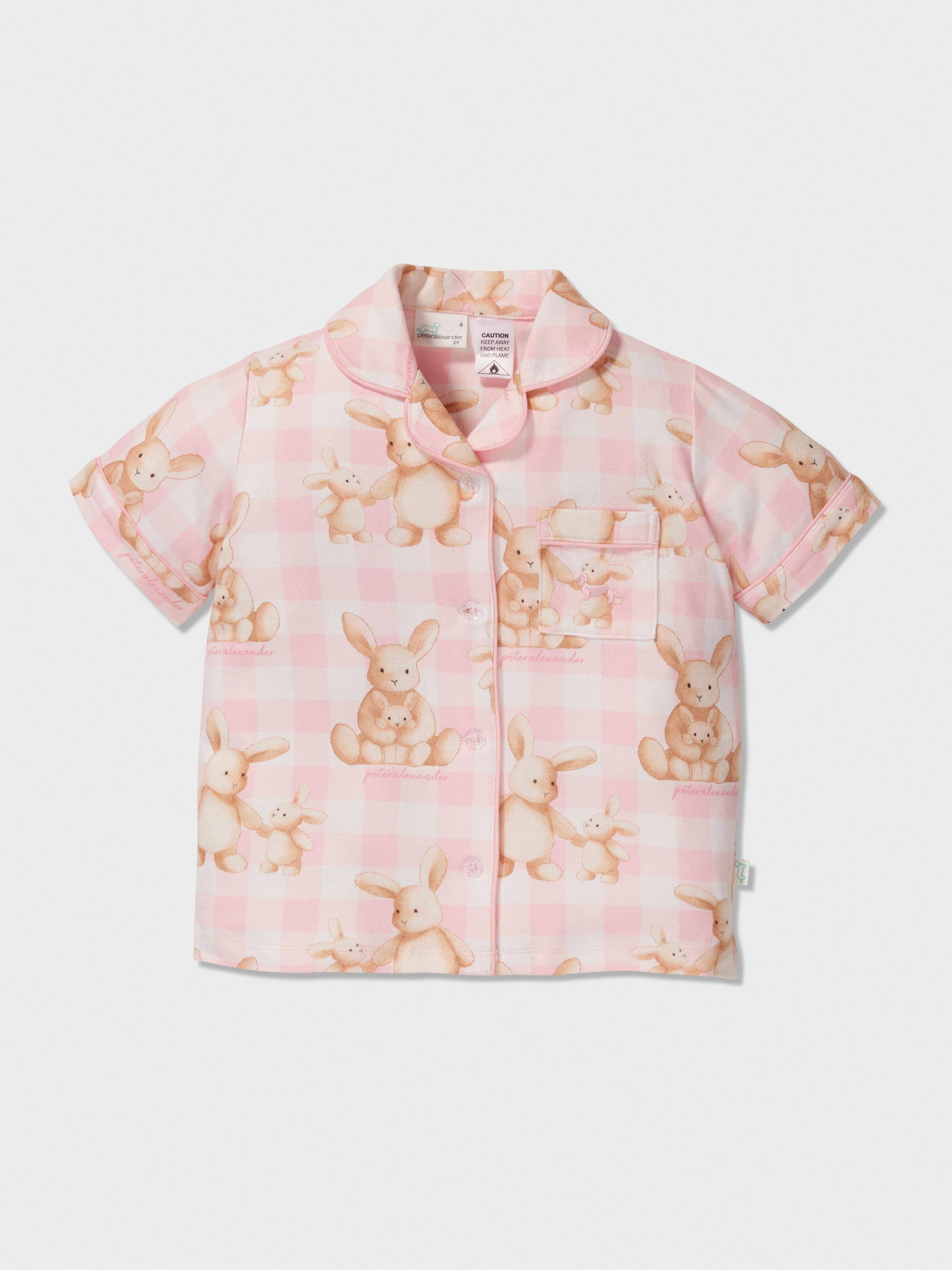 Image for Girls Pink Check Bunny Classic Short Set from Peter Alexander