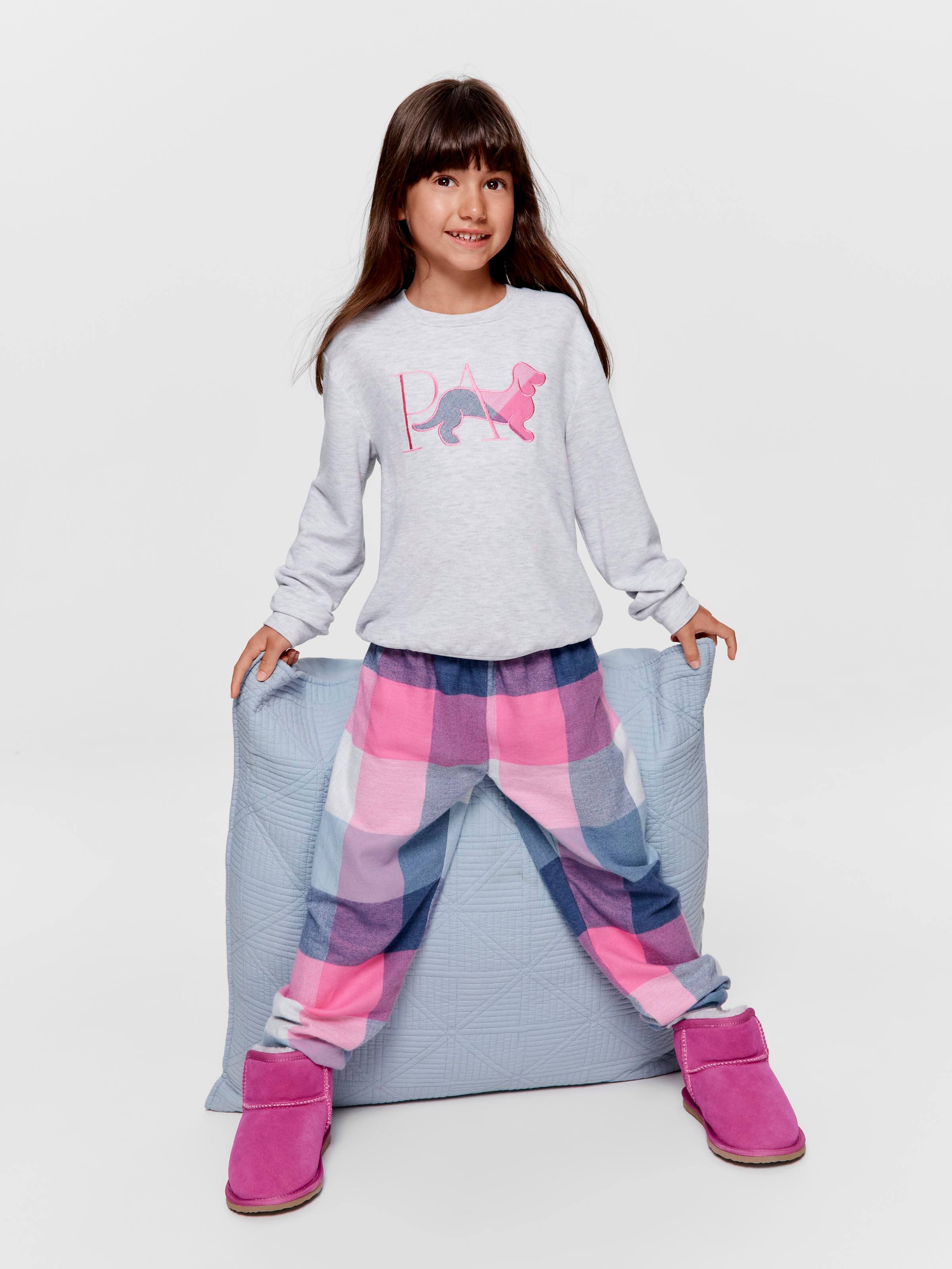 Jnr Girls Buffalo Check Long Pj Set