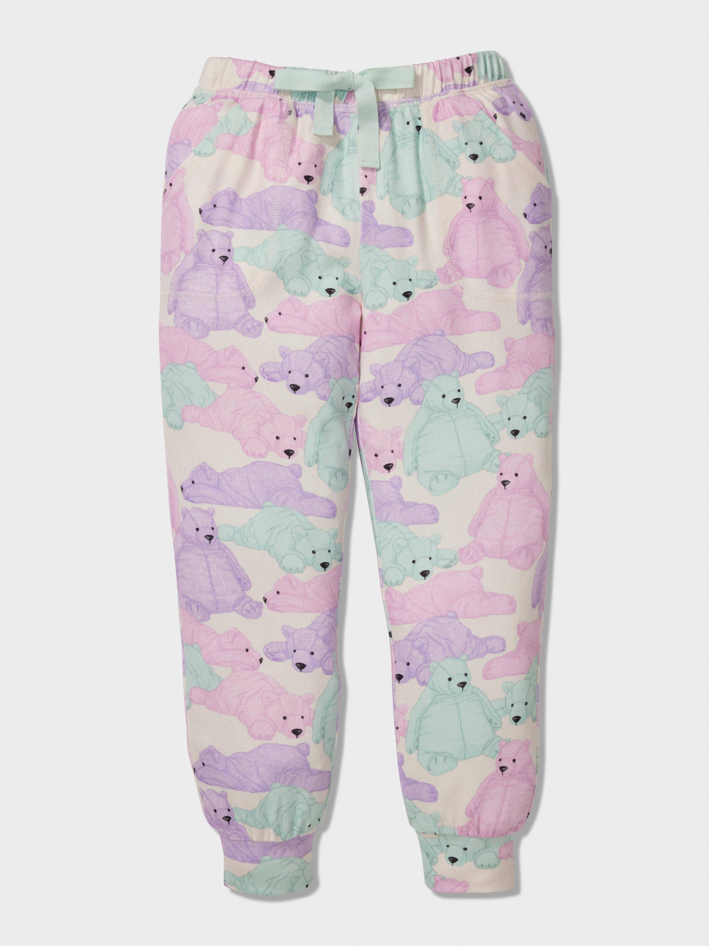 Jnr Girls Pastel Bears Plush Long Pj Set