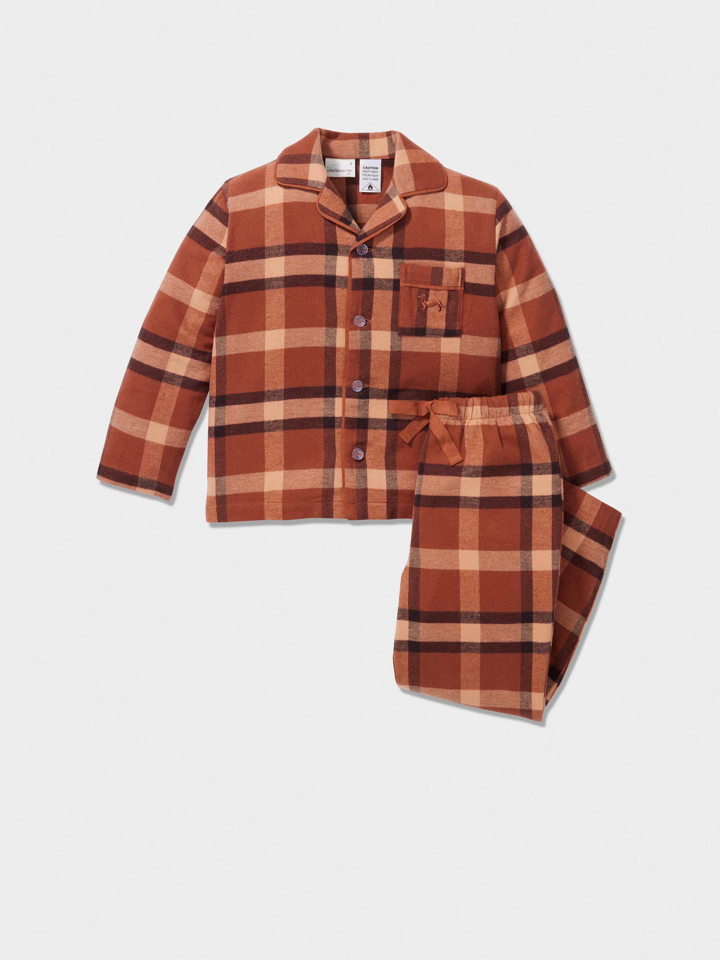 Image for Jnr Boys Brown Check Long Classic Pj Set from Peter Alexander