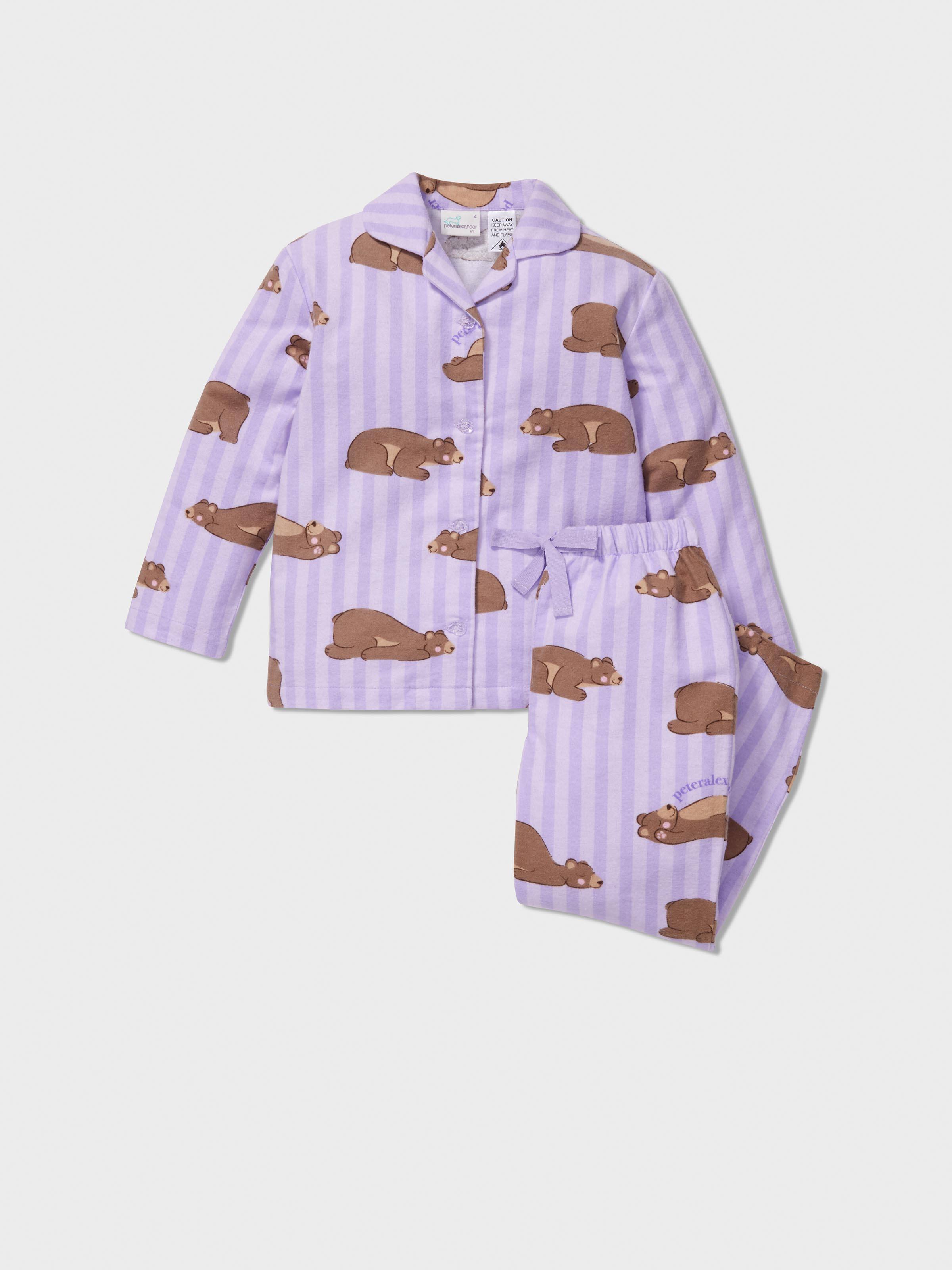 Jnr Girls Lilac Bear Long Classic Pj Set