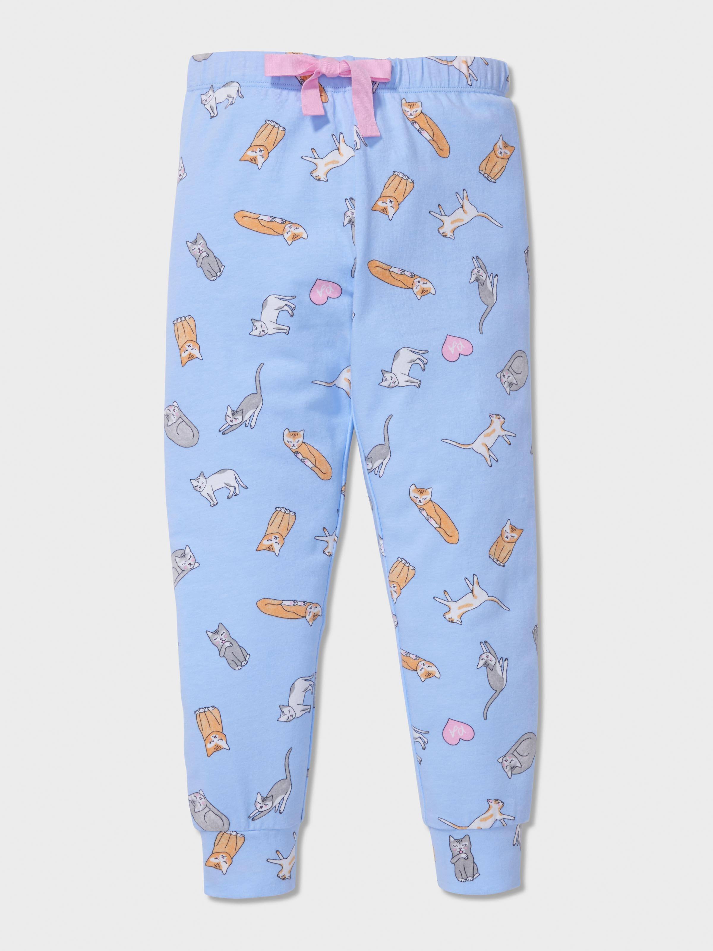 Jnr Girls Kitty Print Long Pj Set