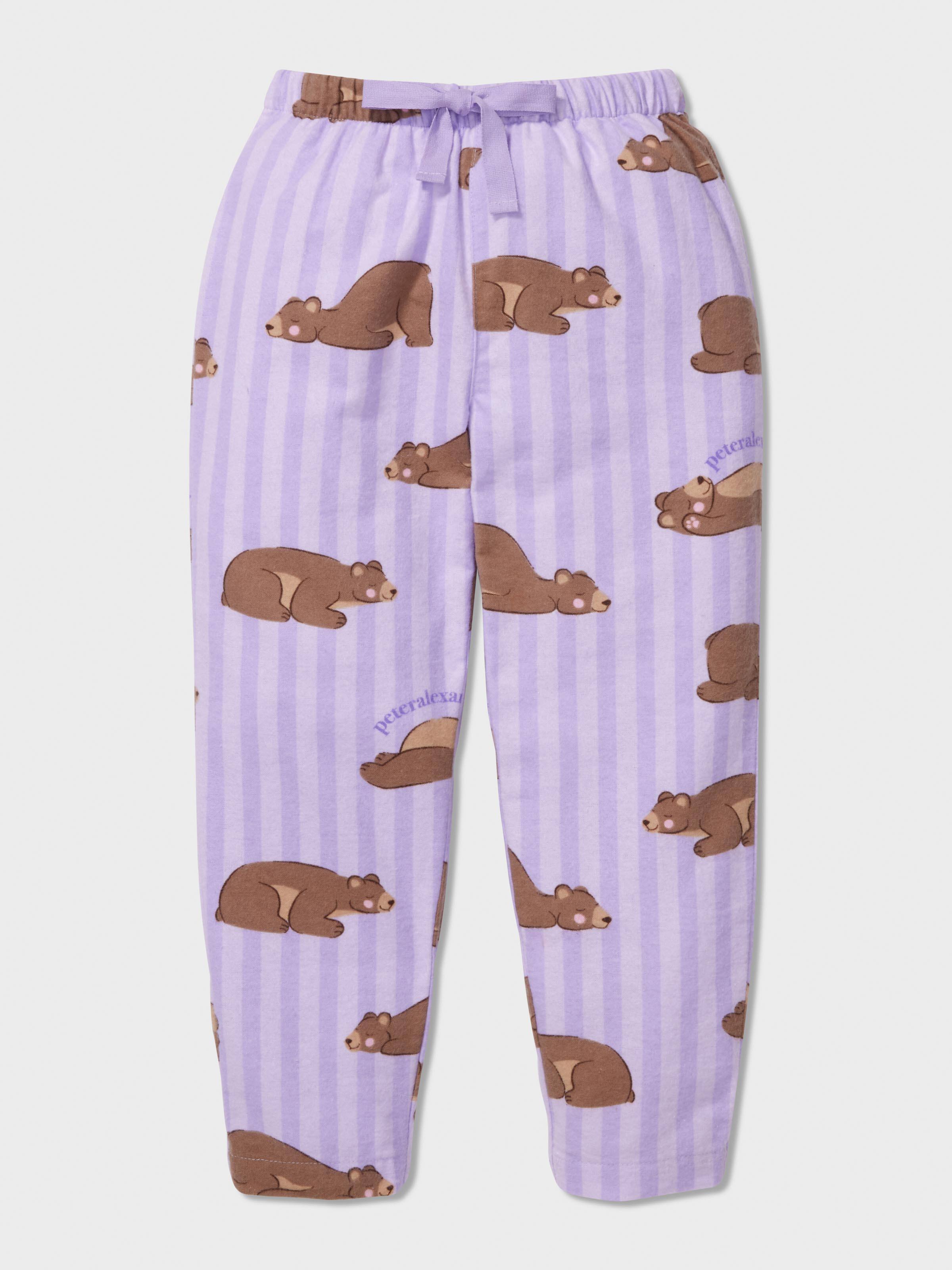 Girls Lilac Bear Long Classic Pj Set