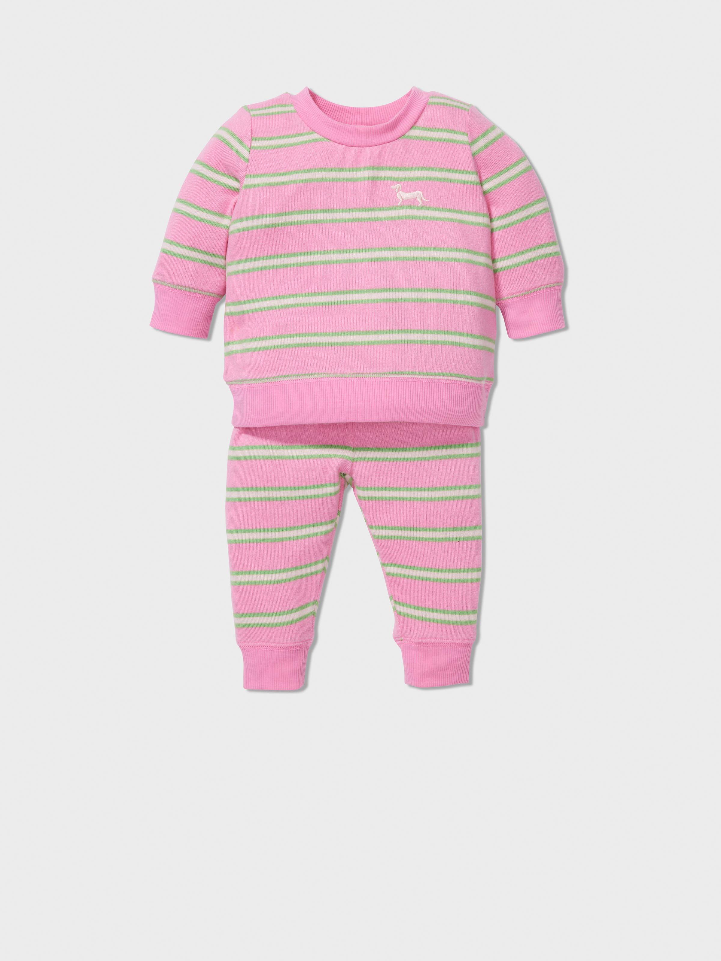 Baby Pink Stripe Plush Long Pj Set