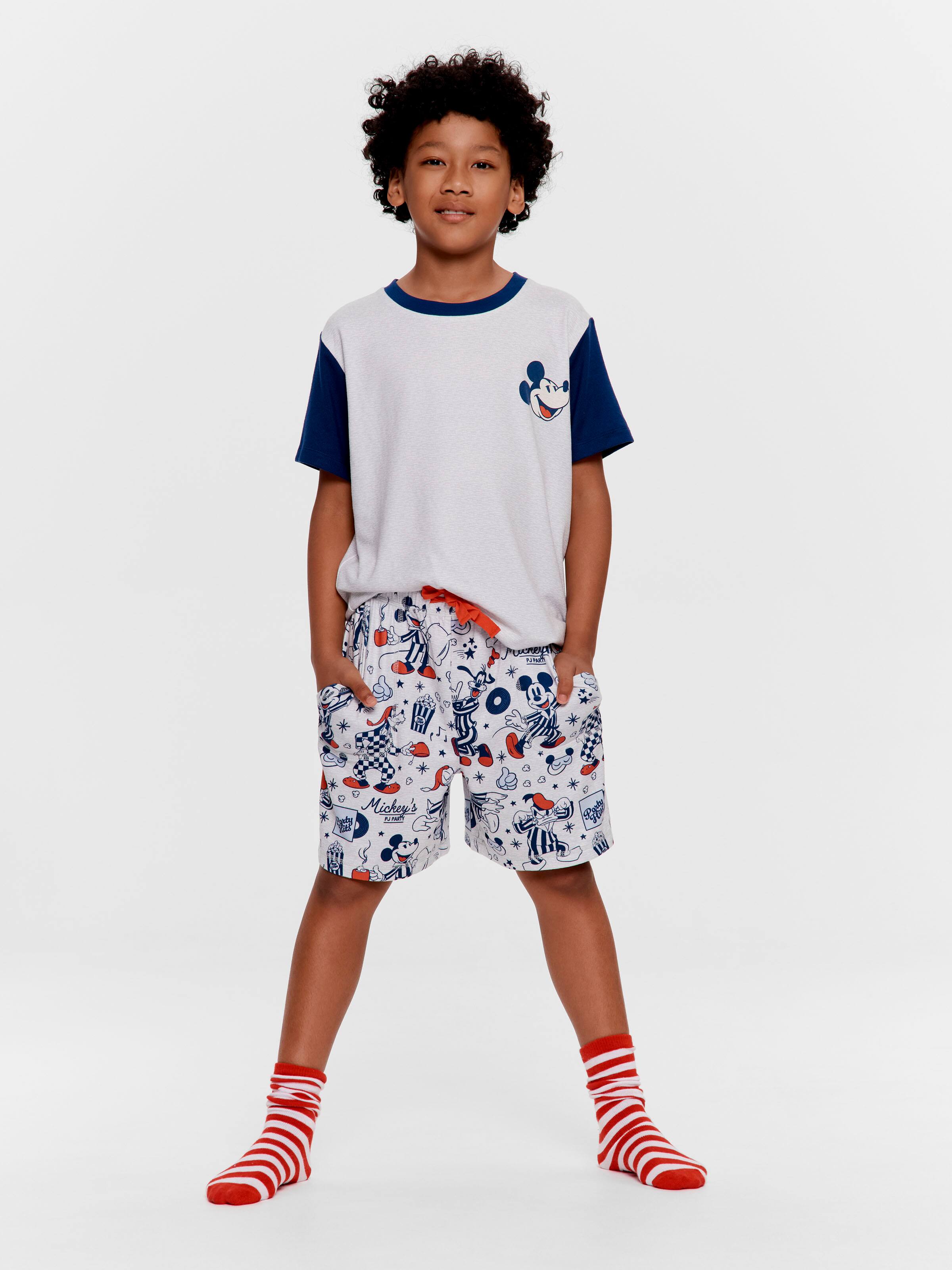 Boys Disney Mickey Short Plush Pj Set
