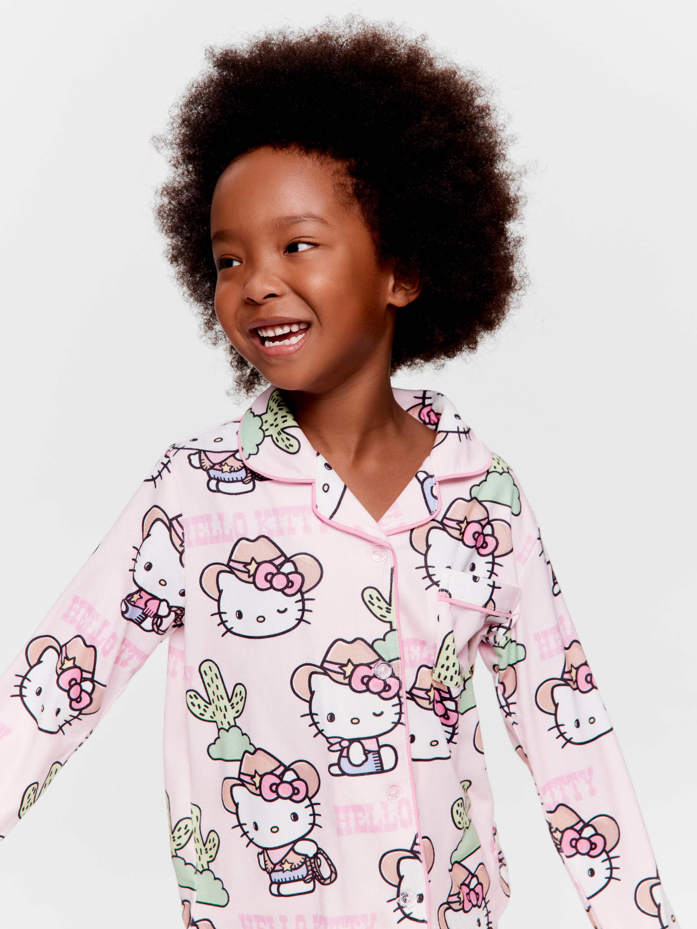 Jnr Girls Hello Kitty Cowboy Long Plush Classic Pj Set