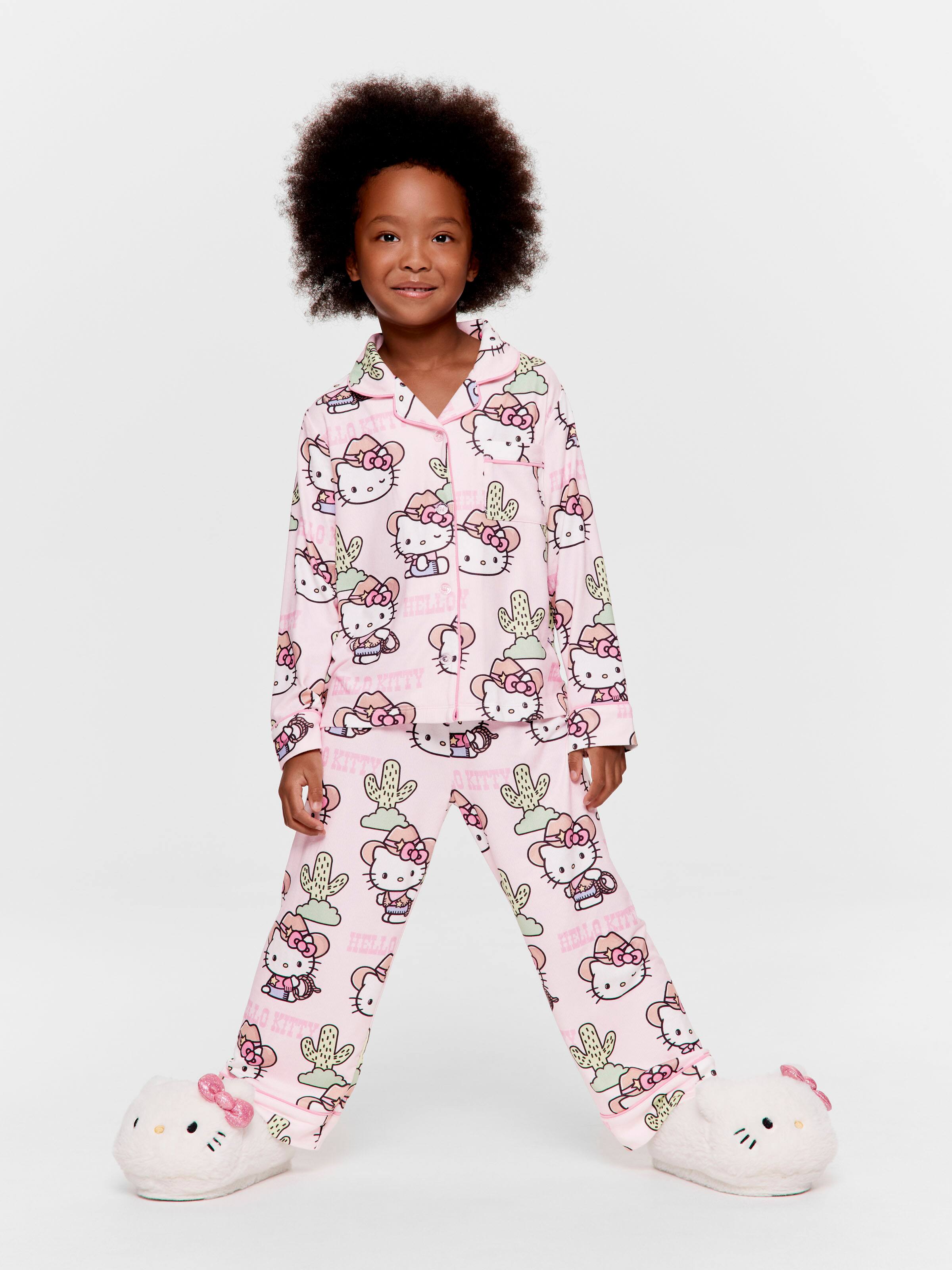 Jnr Girls Hello Kitty Cowboy Long Plush Classic Pj Set