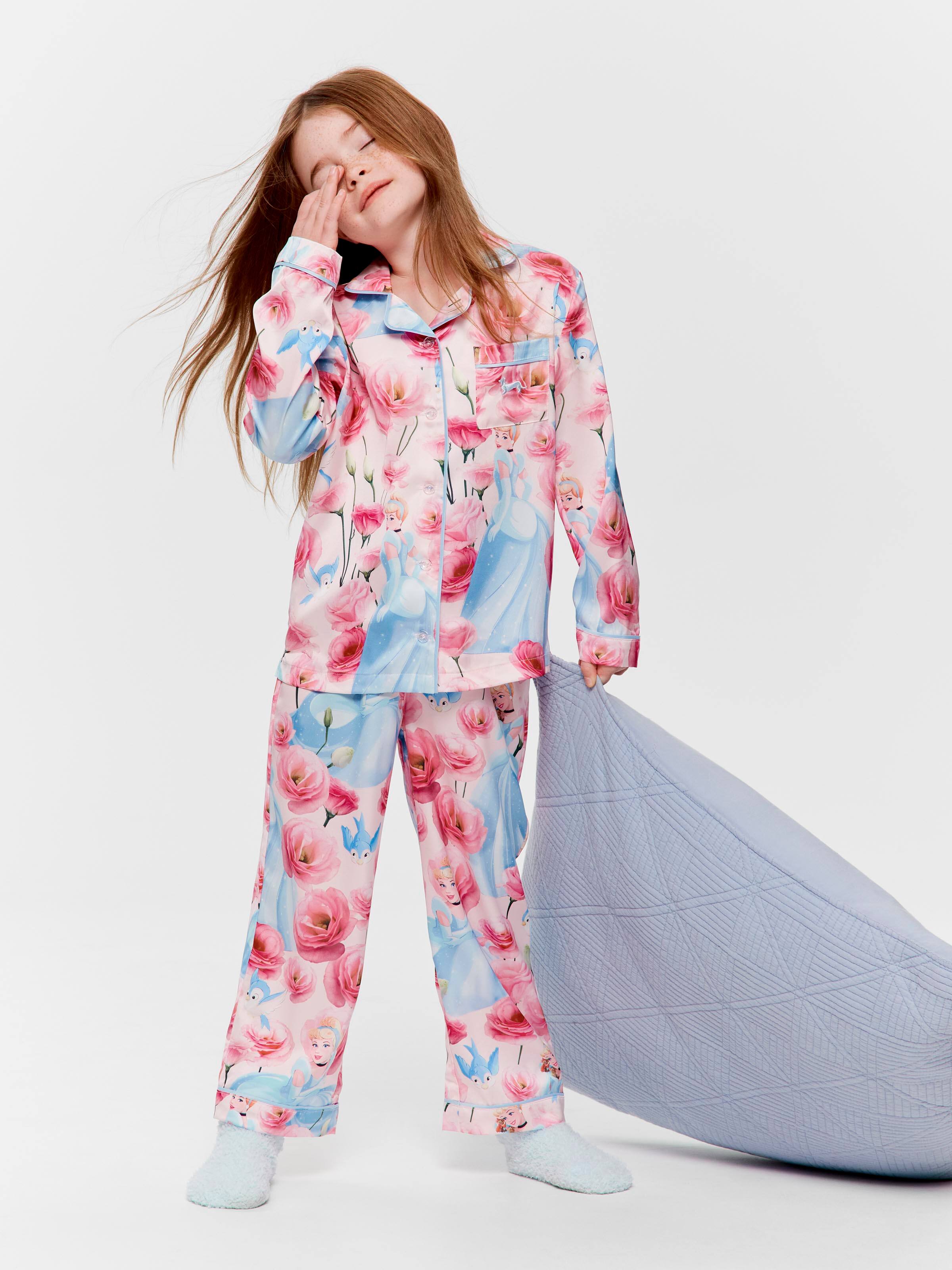 Jnr Girls Disney Cinderella Satin Long Classic Pj Set