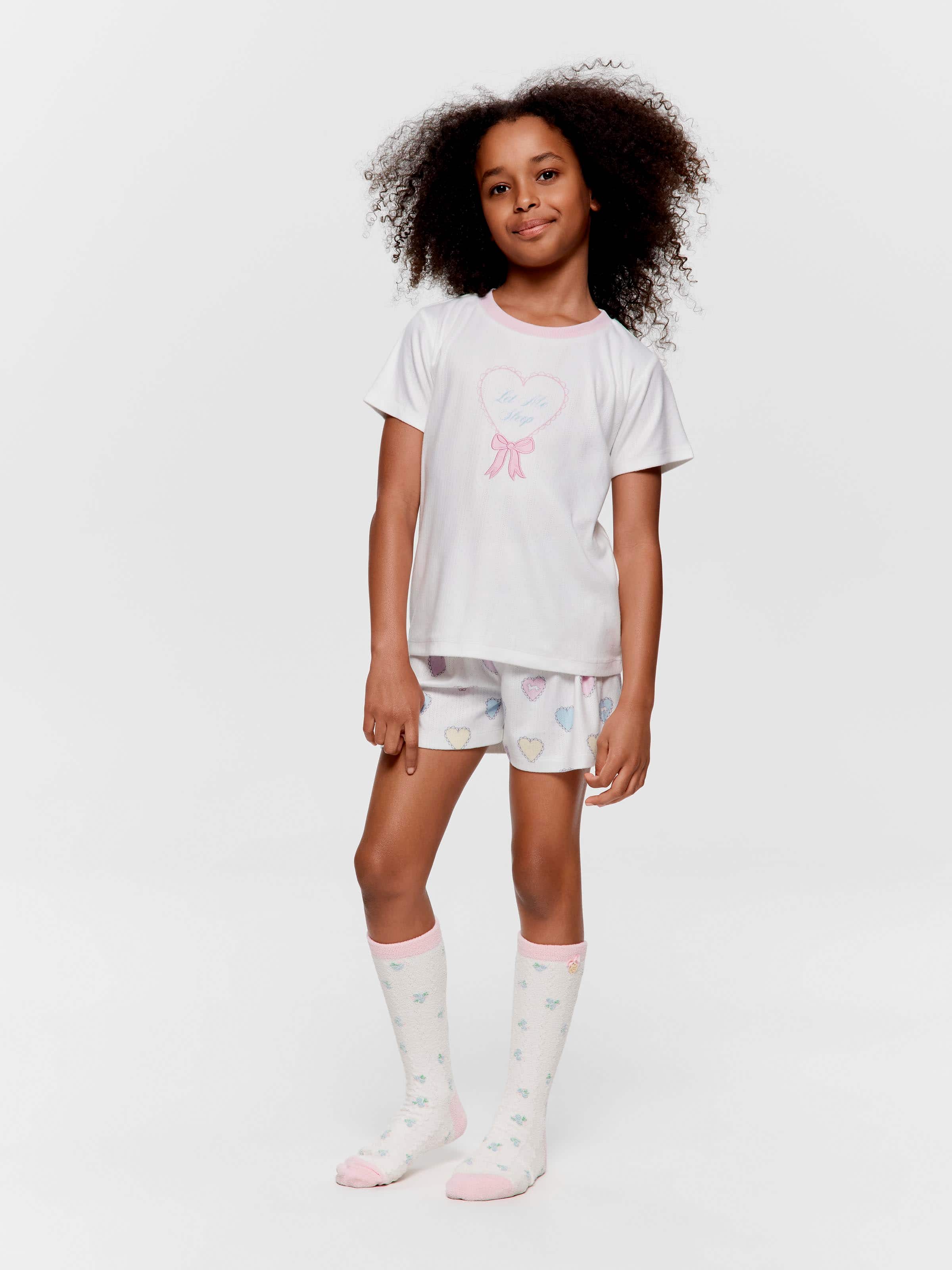 Girls Rainbow Heart Short Pj Set