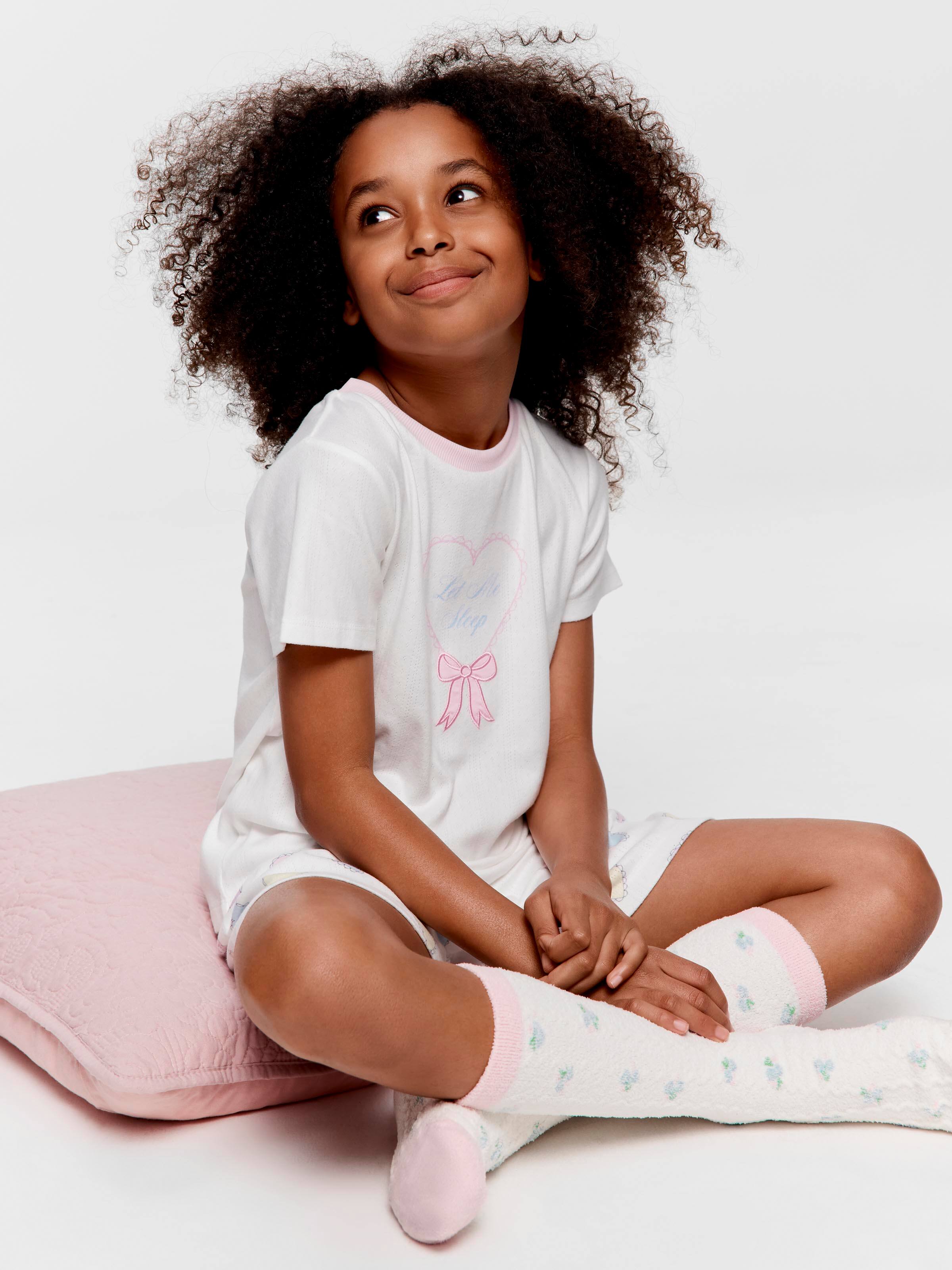 Girls Rainbow Heart Short Pj Set