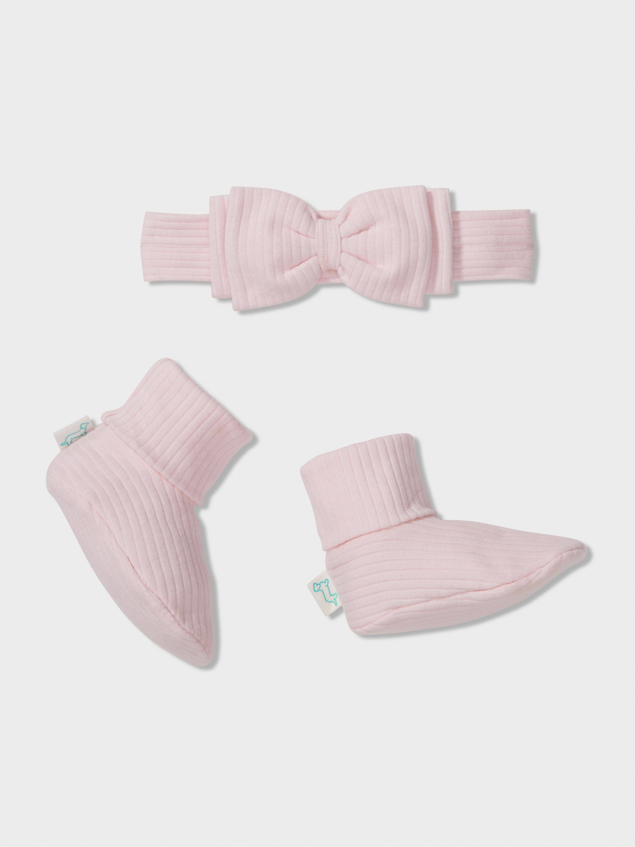 Baby Organic Pink Headband & Booties Set