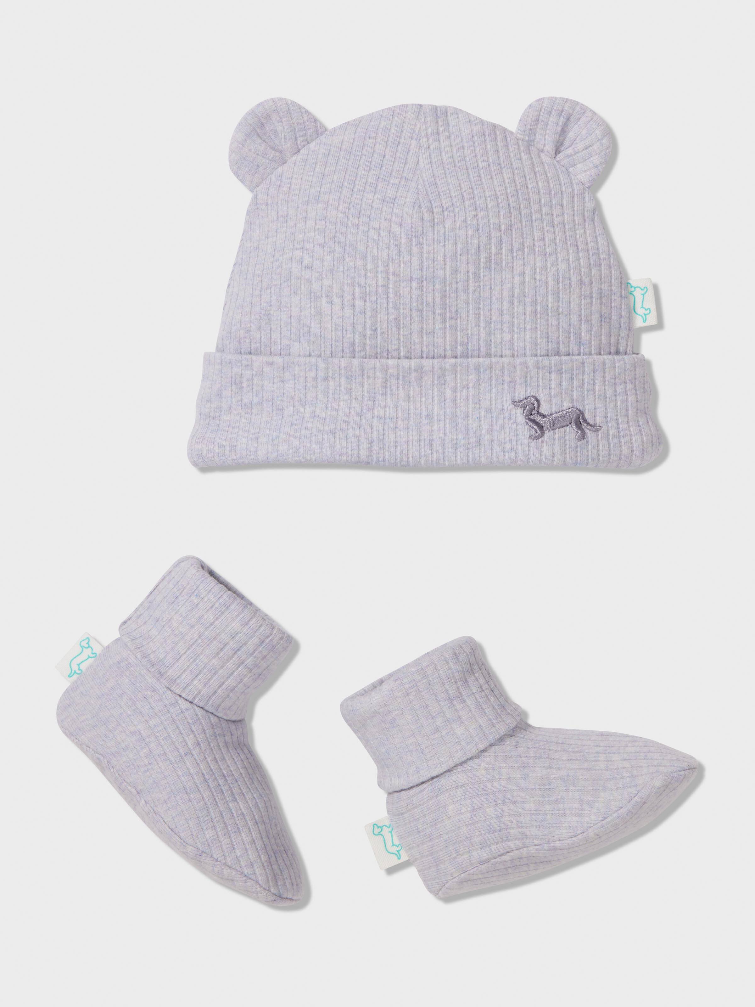 Baby Organic Blue Beanie & Booties Set
