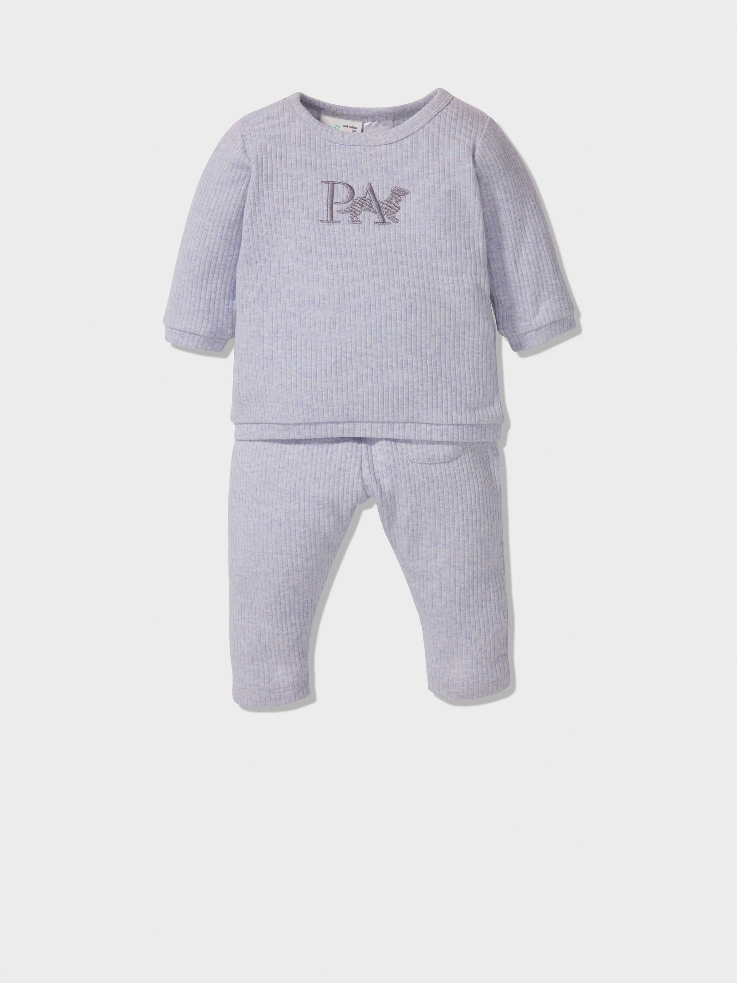 Baby Organic Blue Marle Long Pj Set