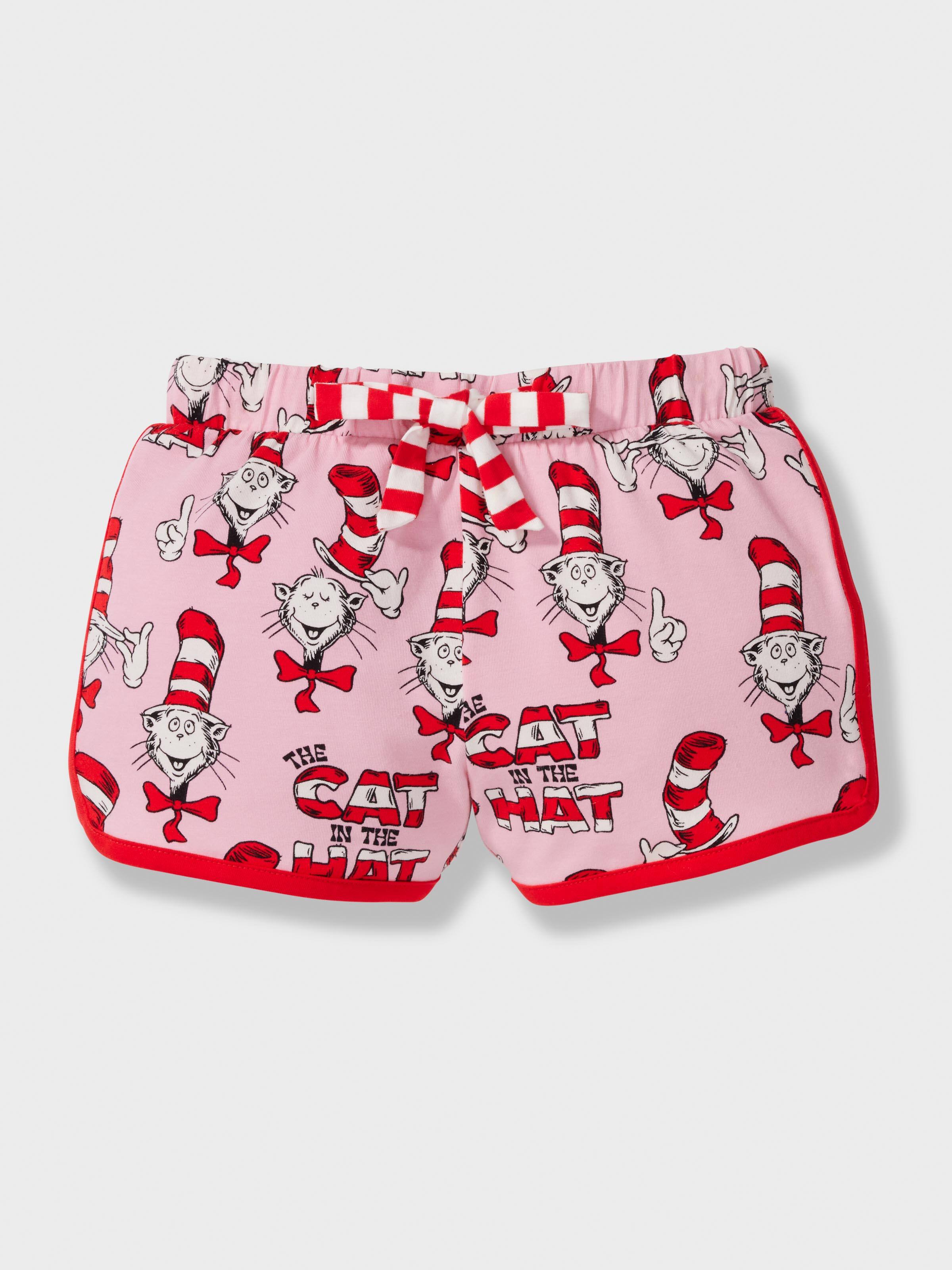 Jnr Girls Pink 'Cat In Hat' Short Pj Set
