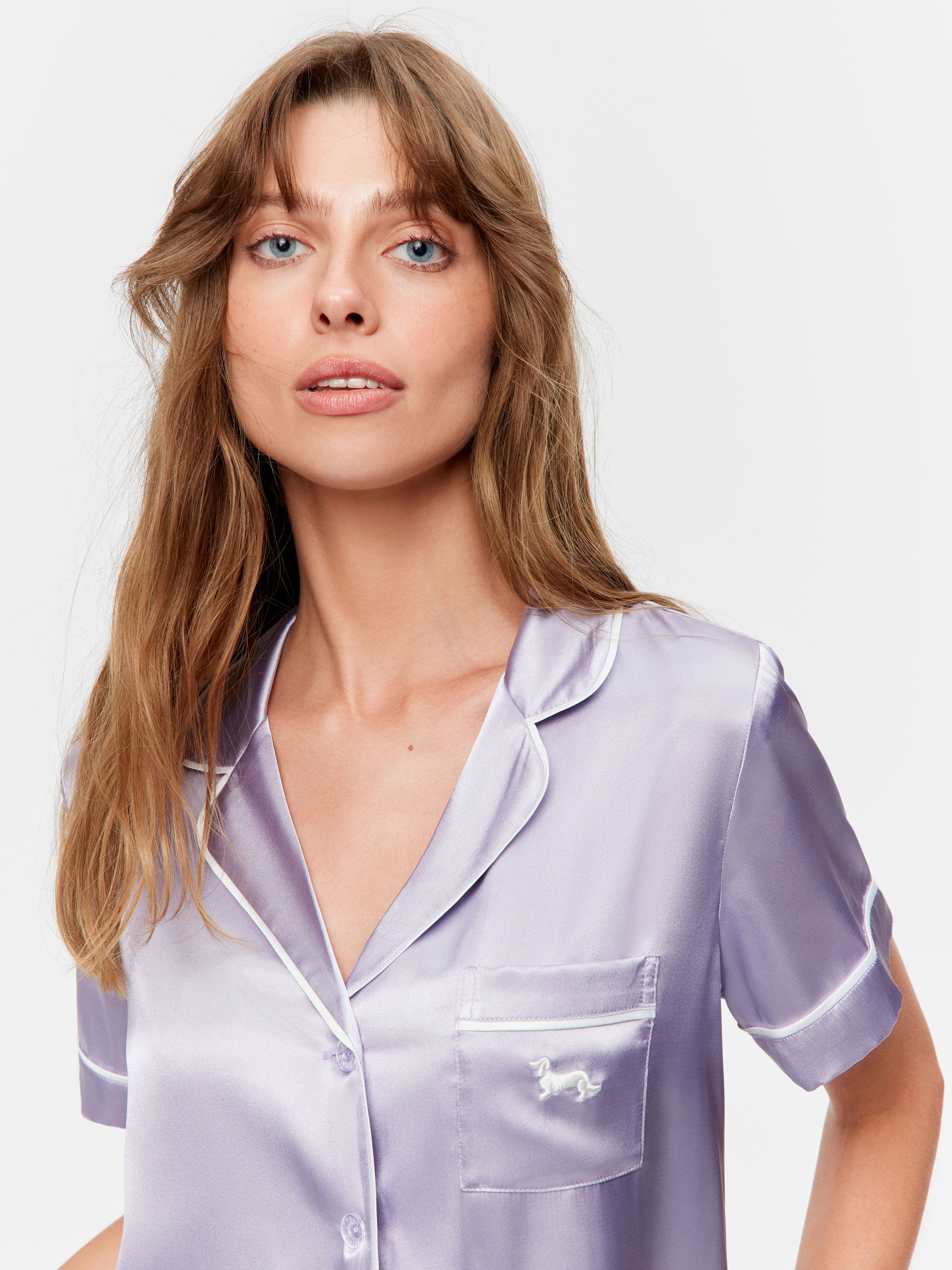 Chic Lavender Satin Pj Set