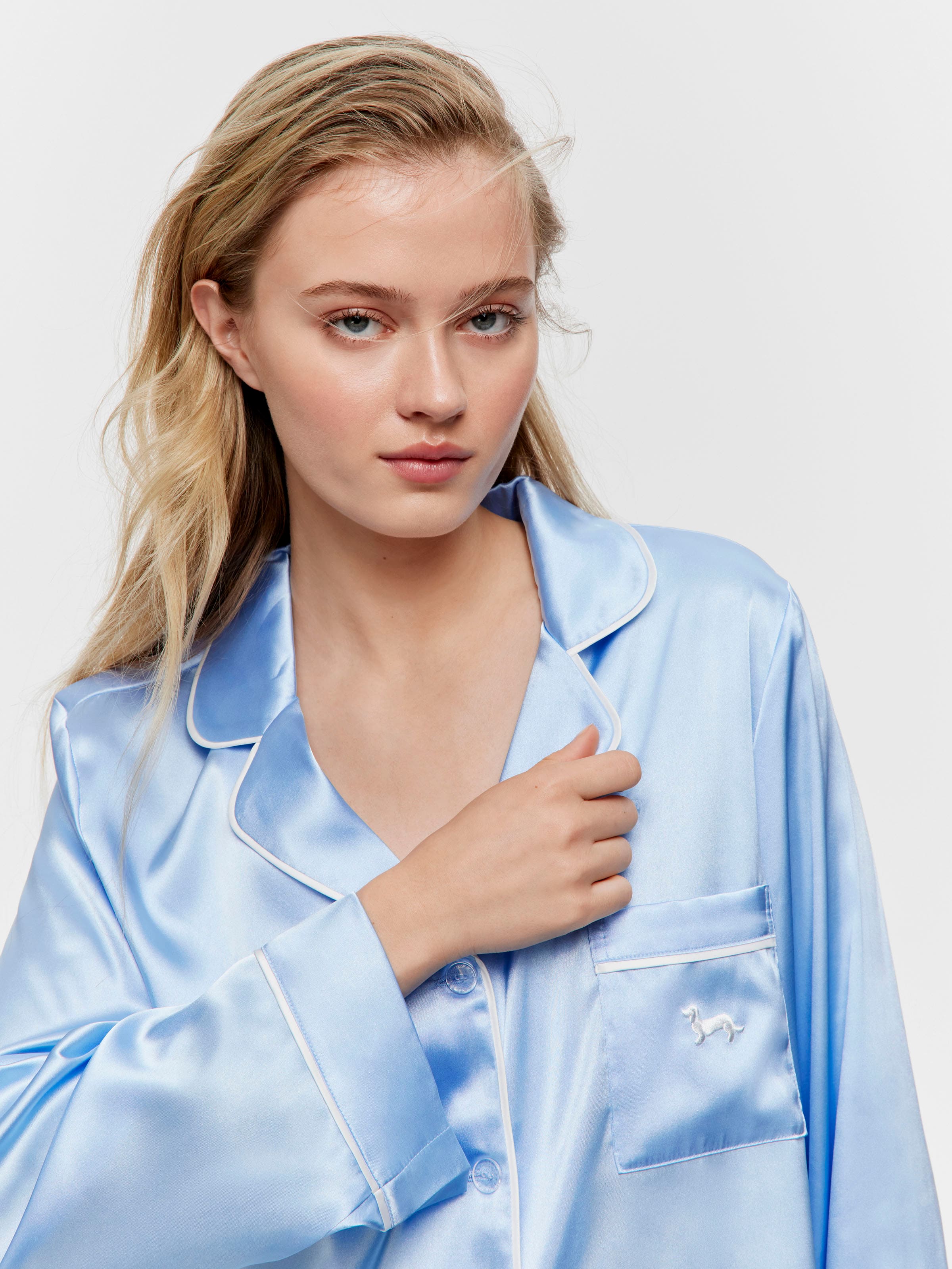 Cornflower Blue Satin Pj Set
