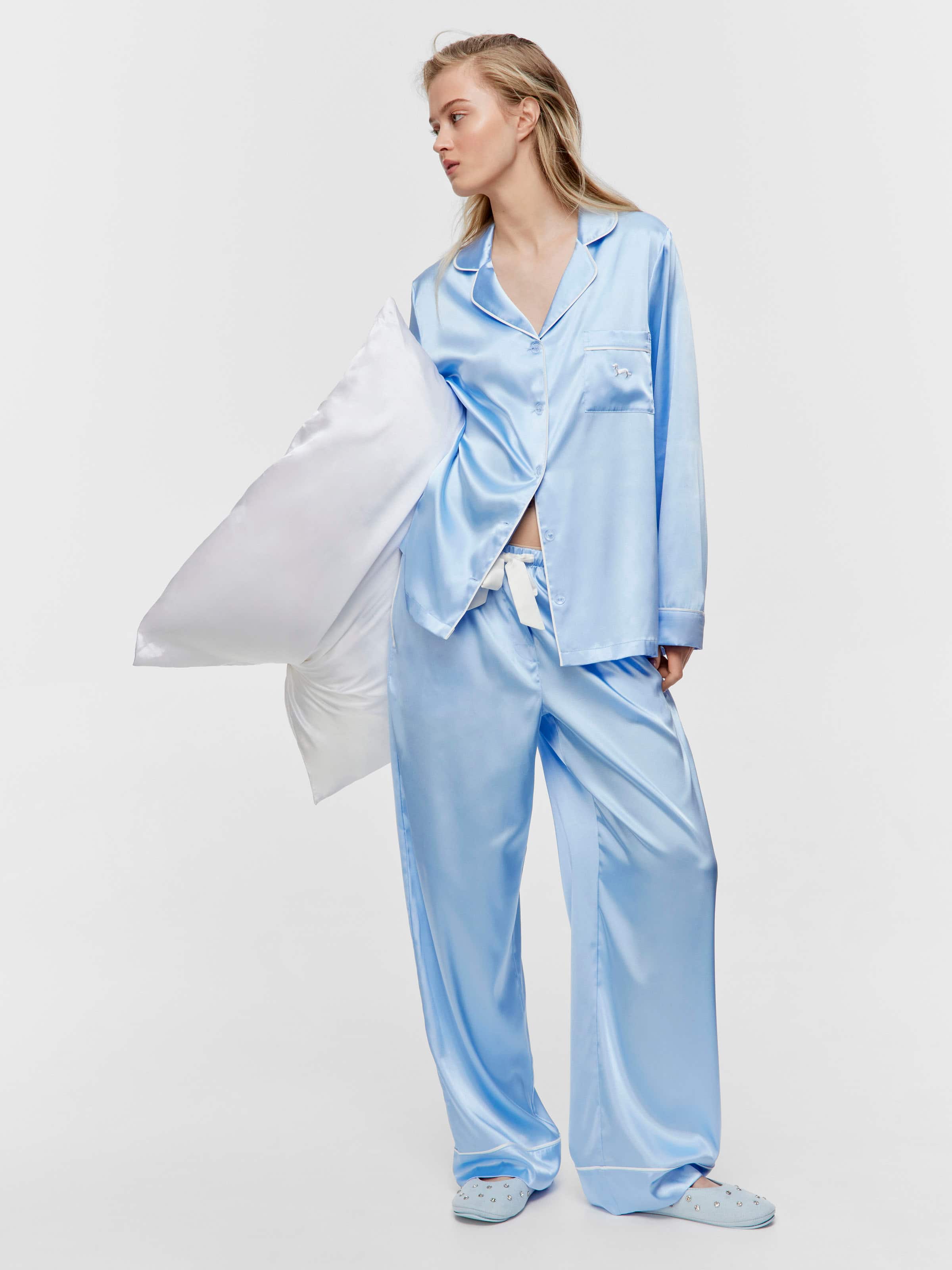 Cornflower Blue Satin Pj Set