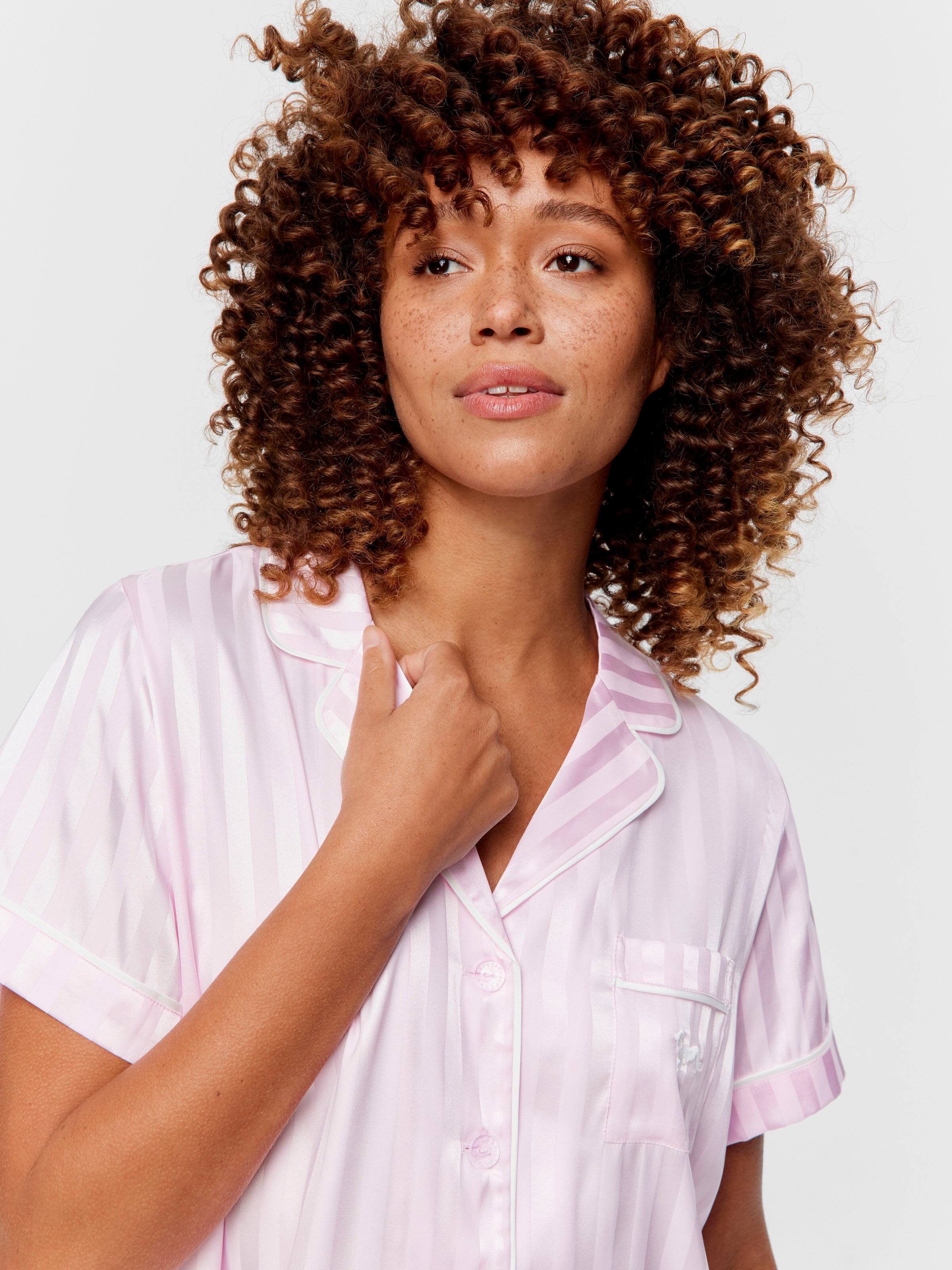 Pink Stripe Satin Pj Set