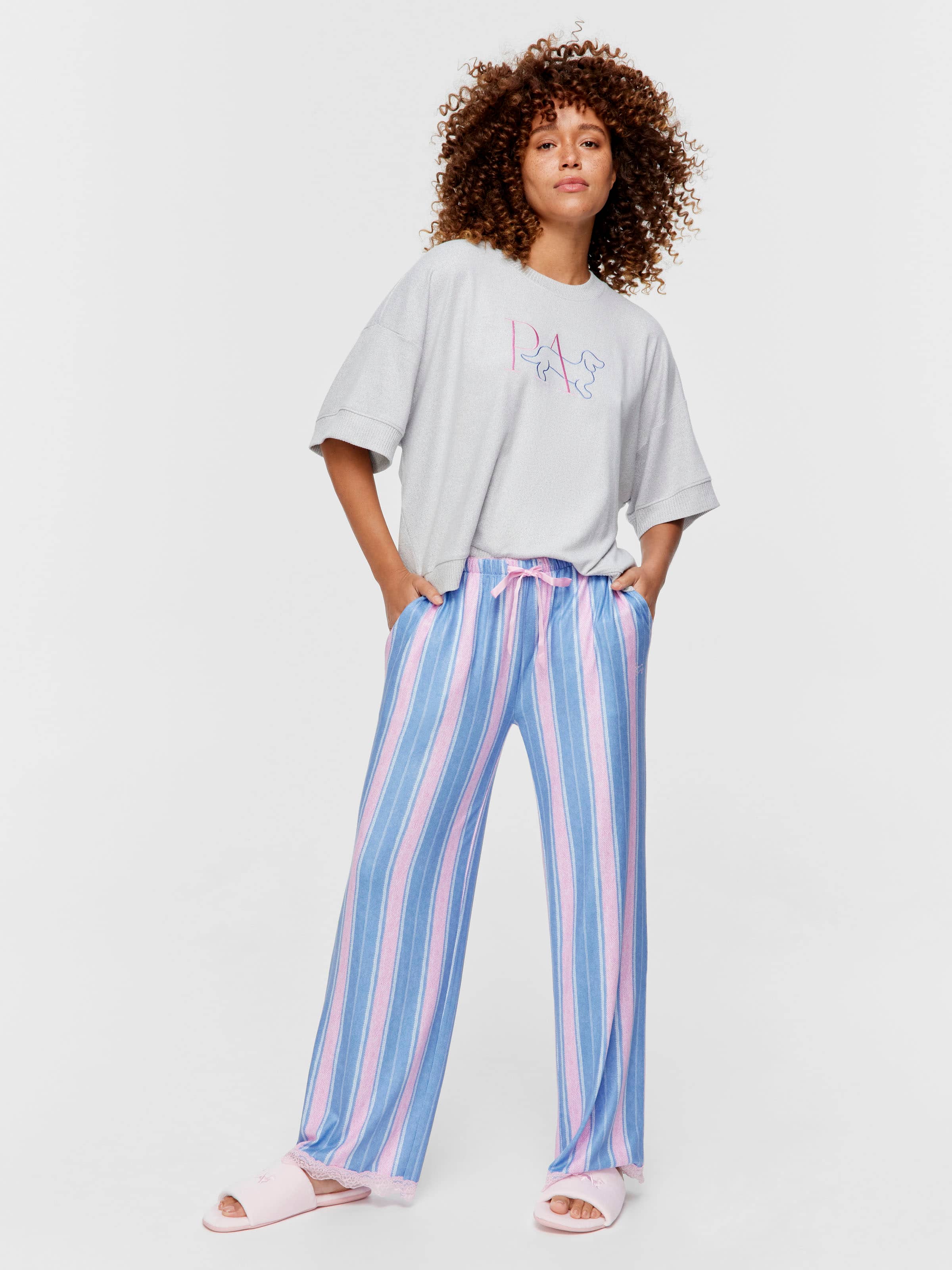 Plush Stripe Straight Leg Pj Bottom