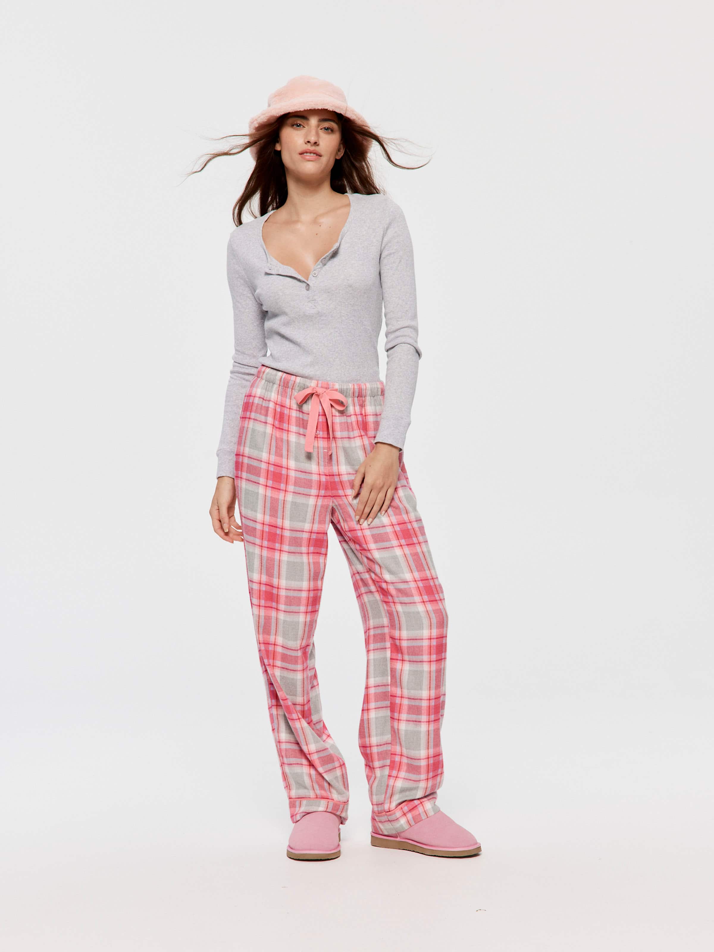 Bright Check Bamboo Flannelette Pj Bottom