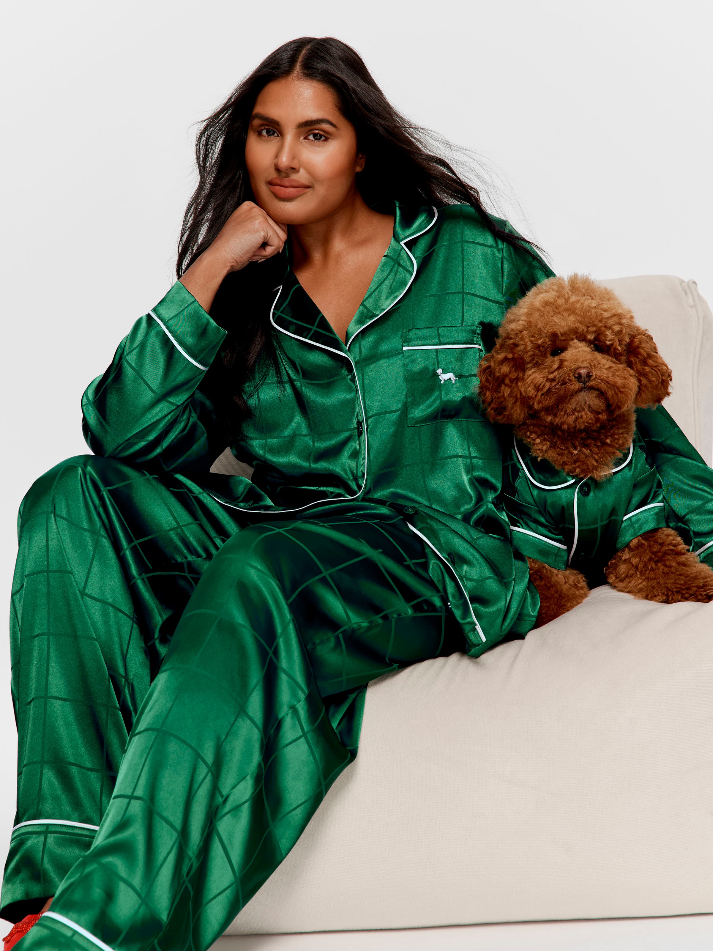 P.A. Plus Green Satin Pj Set