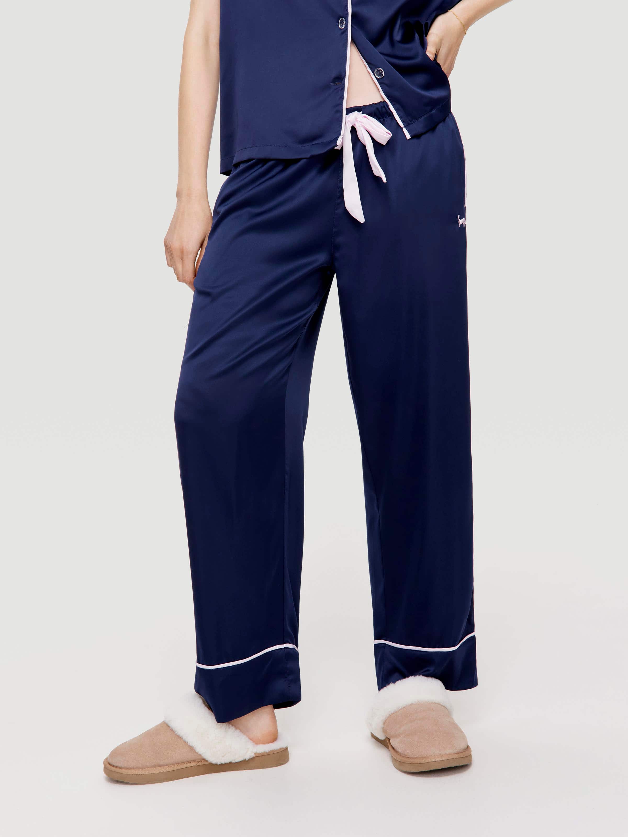 Image for Navy Tux Luxe Satin Pj Bottom from Peter Alexander