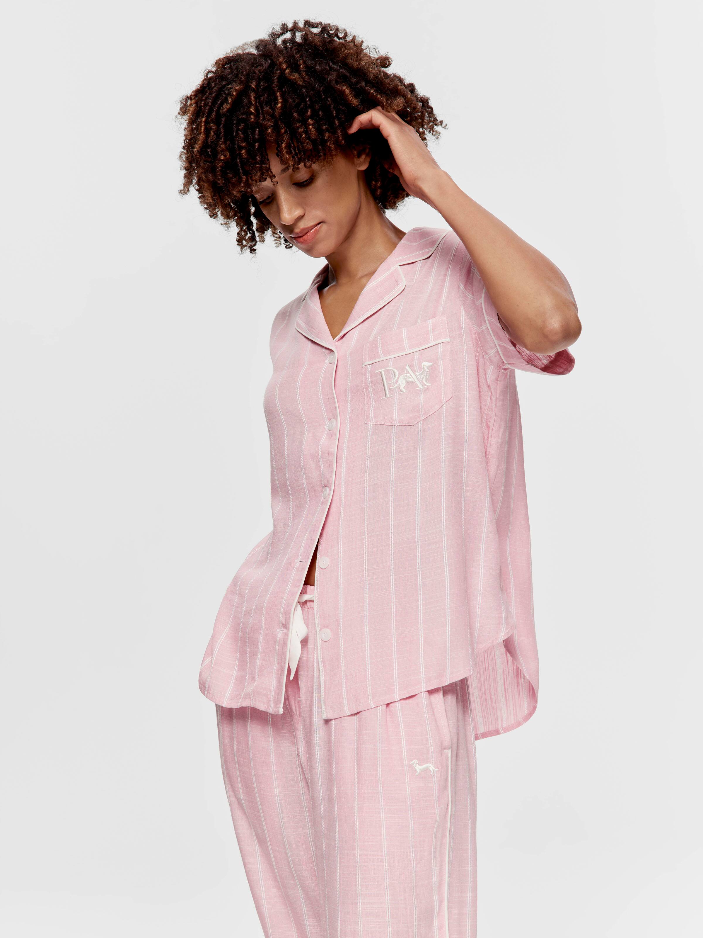Dusty Pink Textured Viscose Shirt