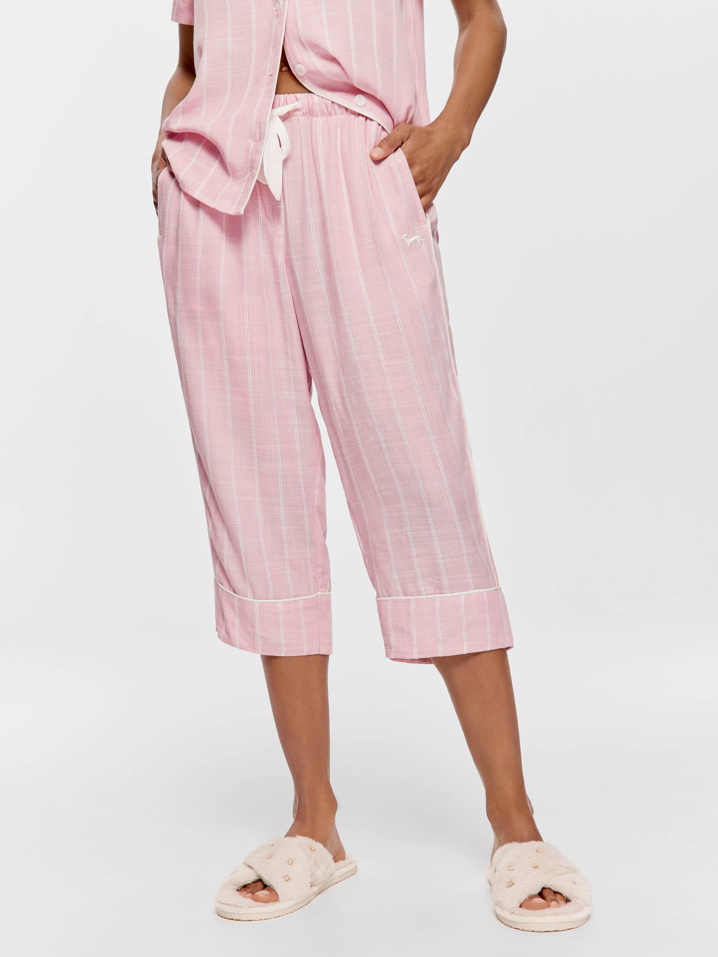 Image for Dusty Pink Textured Viscose 3/4 Pj Bottom from Peter Alexander