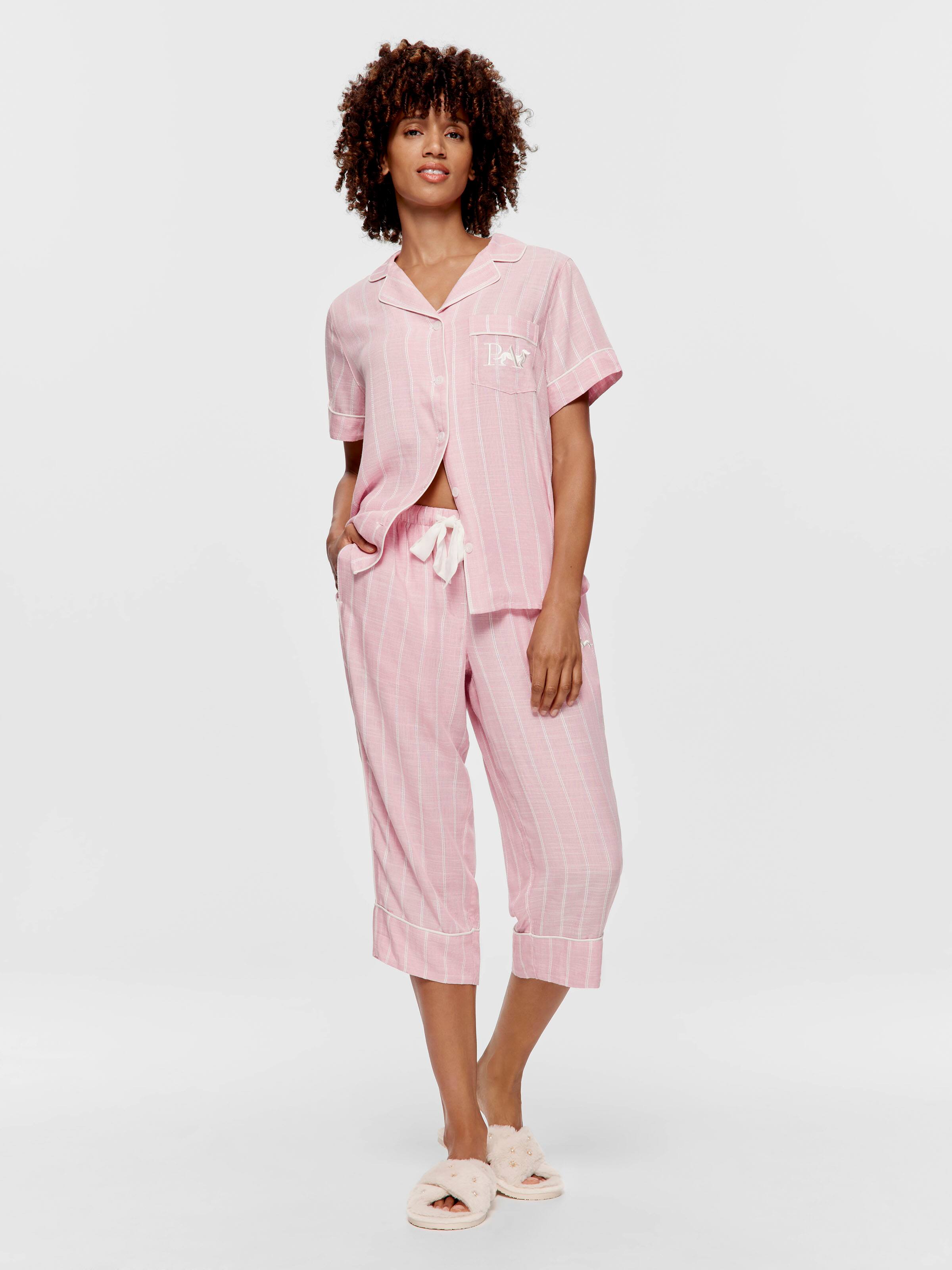 Dusty Pink Textured Viscose 3/4 Pj Bottom