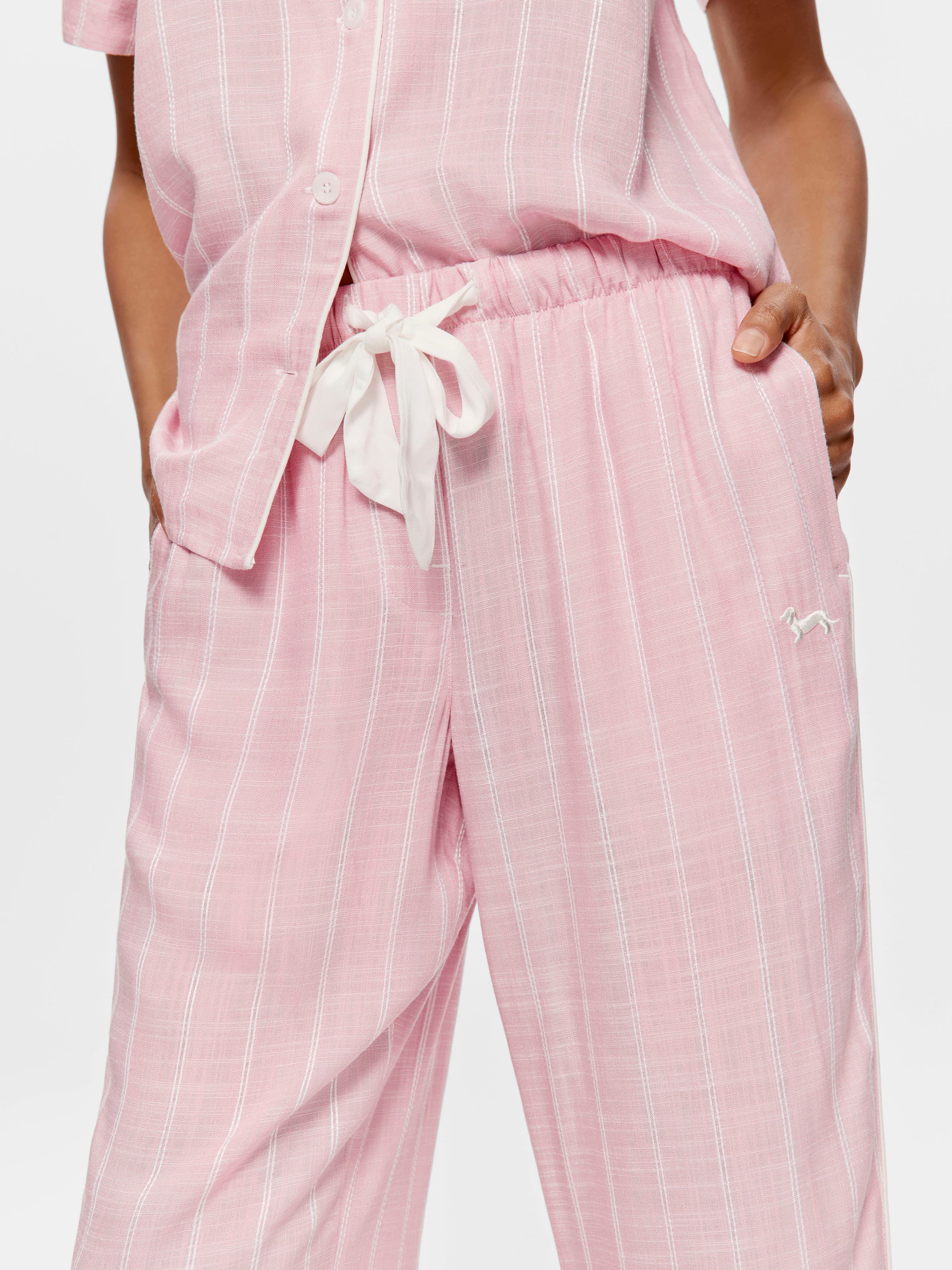 Dusty Pink Textured Viscose 3/4 Pj Bottom
