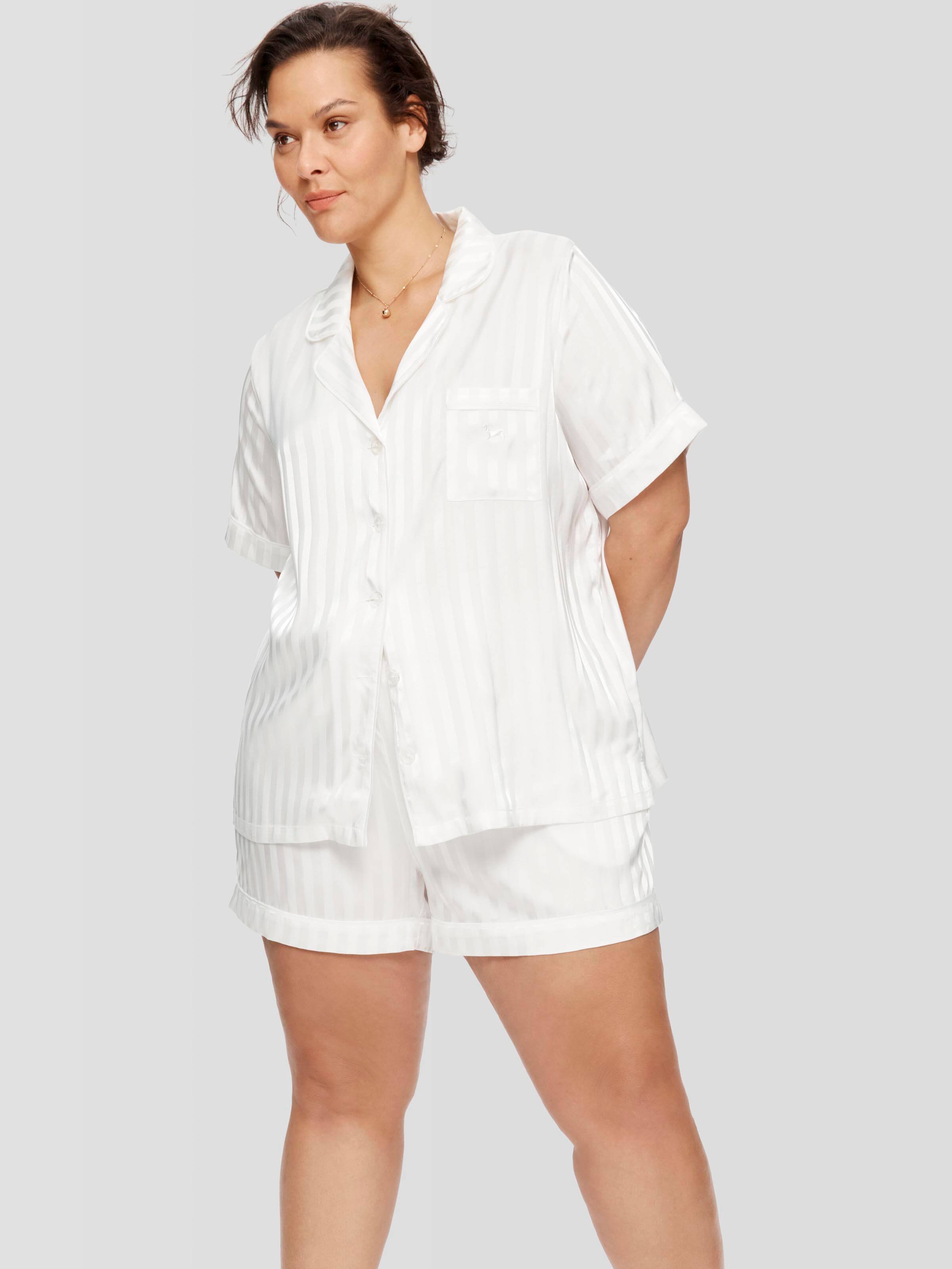 Image for P.A. Plus White Stripe Chic Satin Pj Set from Peter Alexander