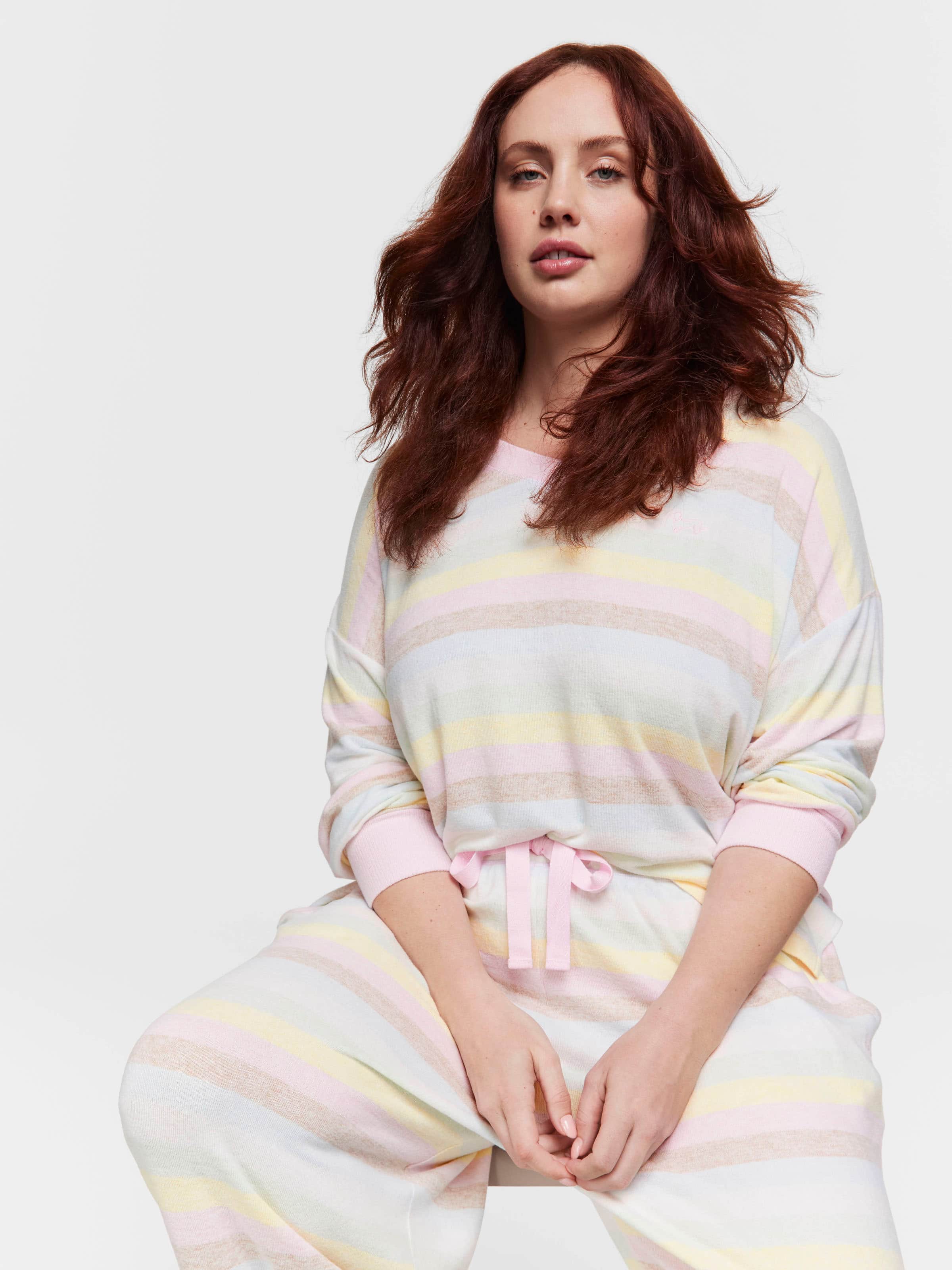 Image for P.A. Plus Fuzzy Stripe Long Pj Set from Peter Alexander