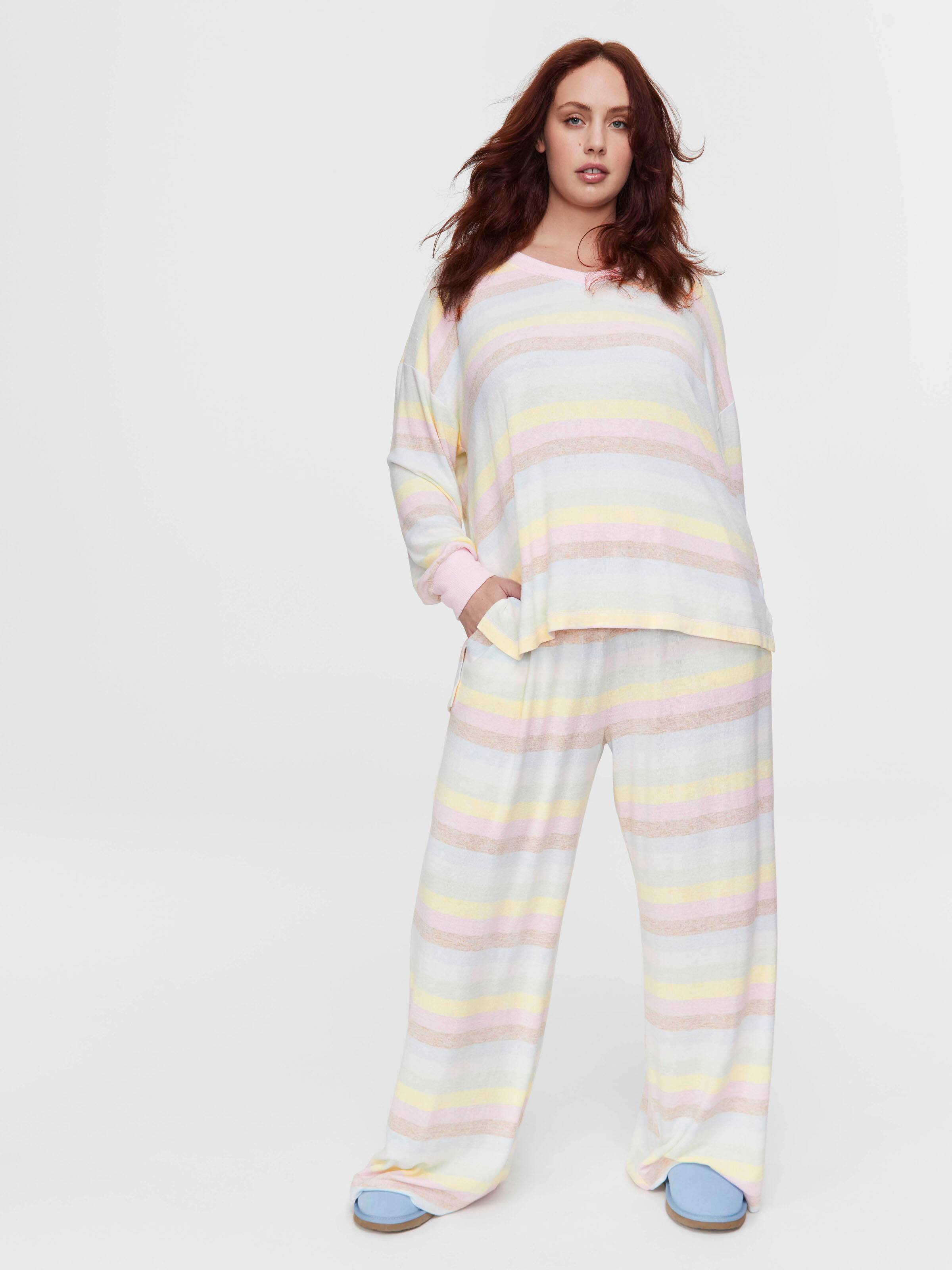 P.A. Plus Fuzzy Stripe Long Pj Set