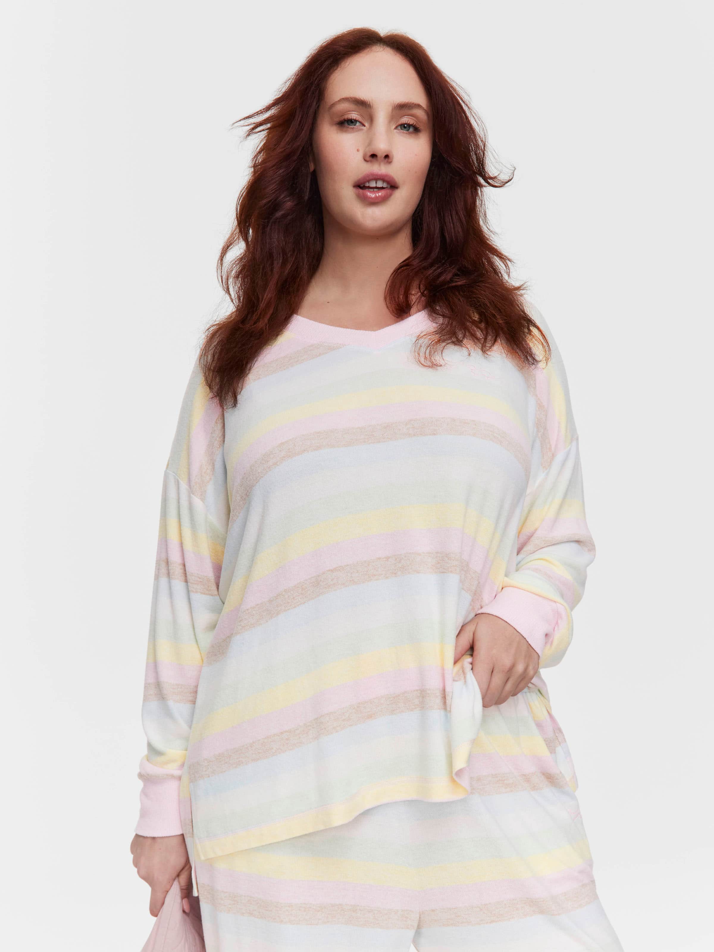 P.A. Plus Fuzzy Stripe Long Pj Set