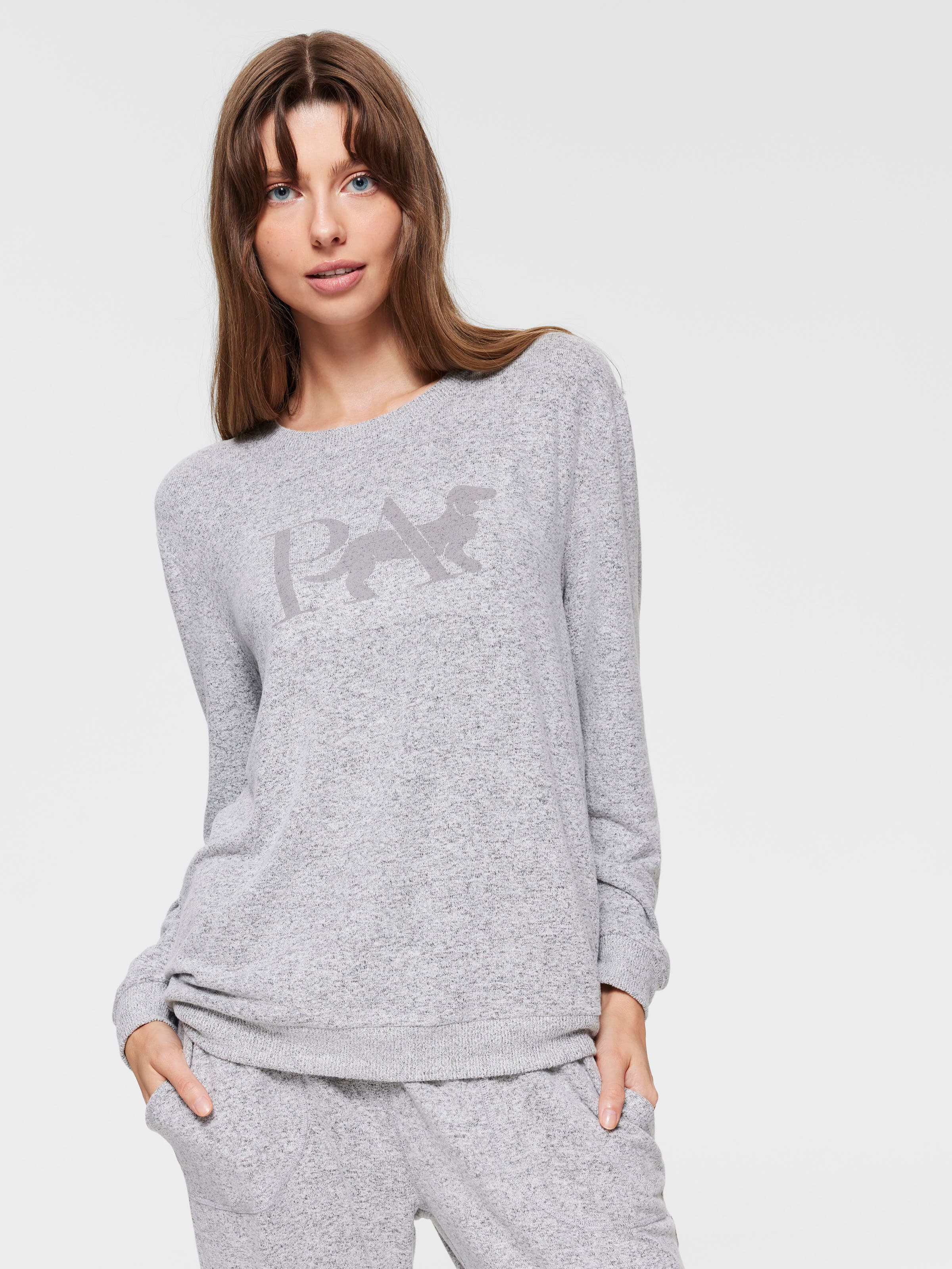 Grey Fuzzy Sweater Top