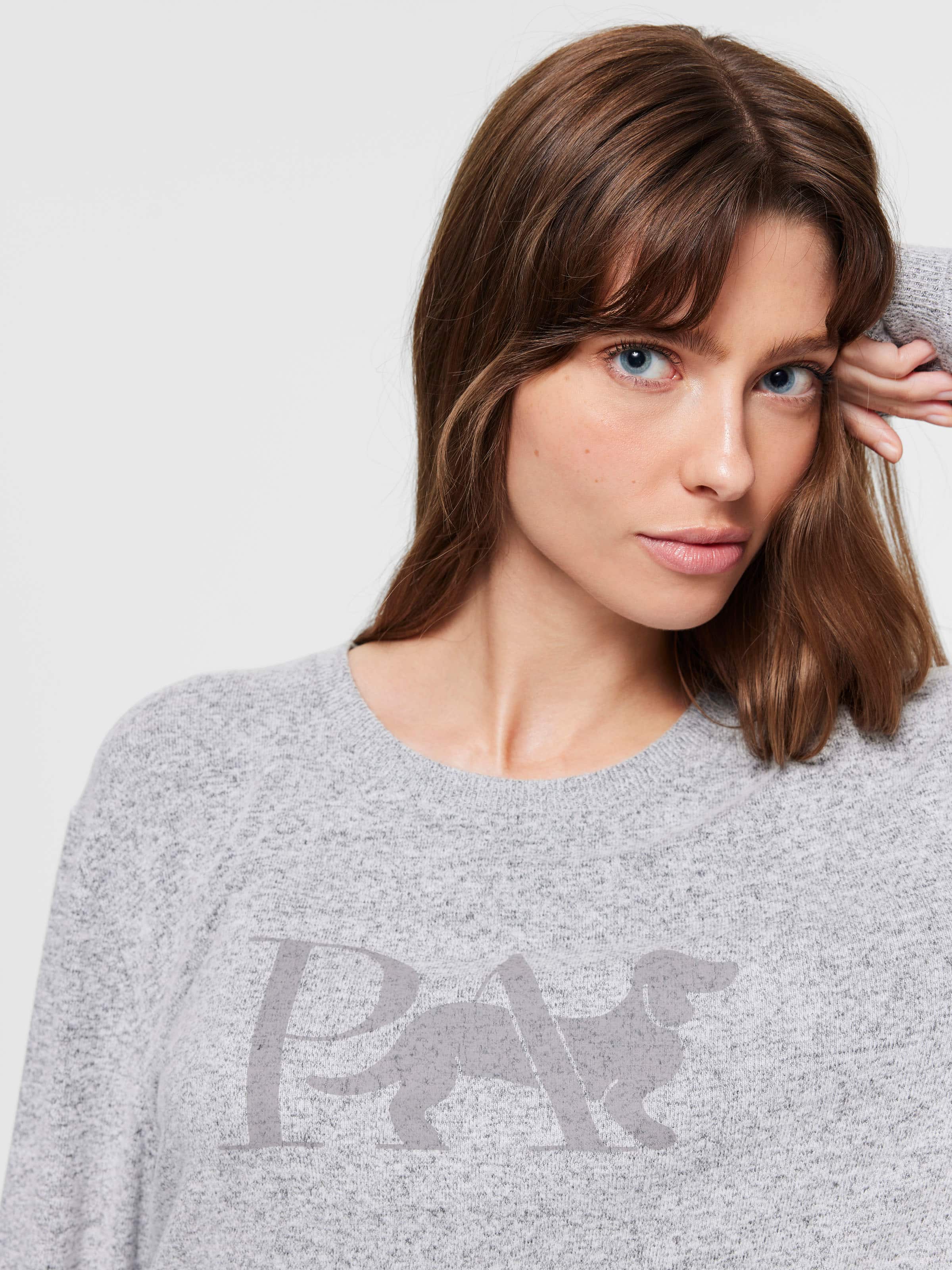 Grey Fuzzy Sweater Top