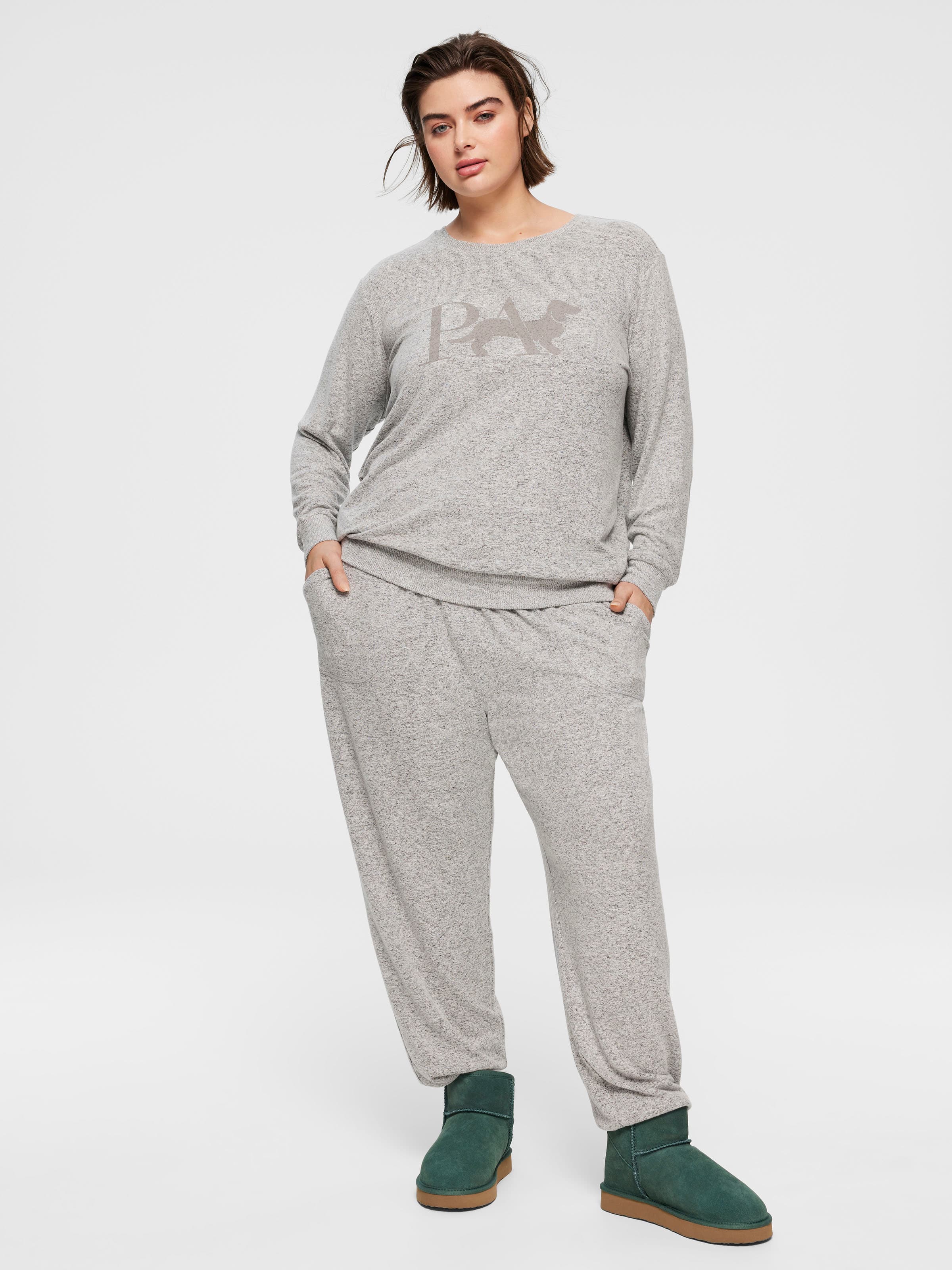 P.A. Plus Grey Fuzzy Sweater Top