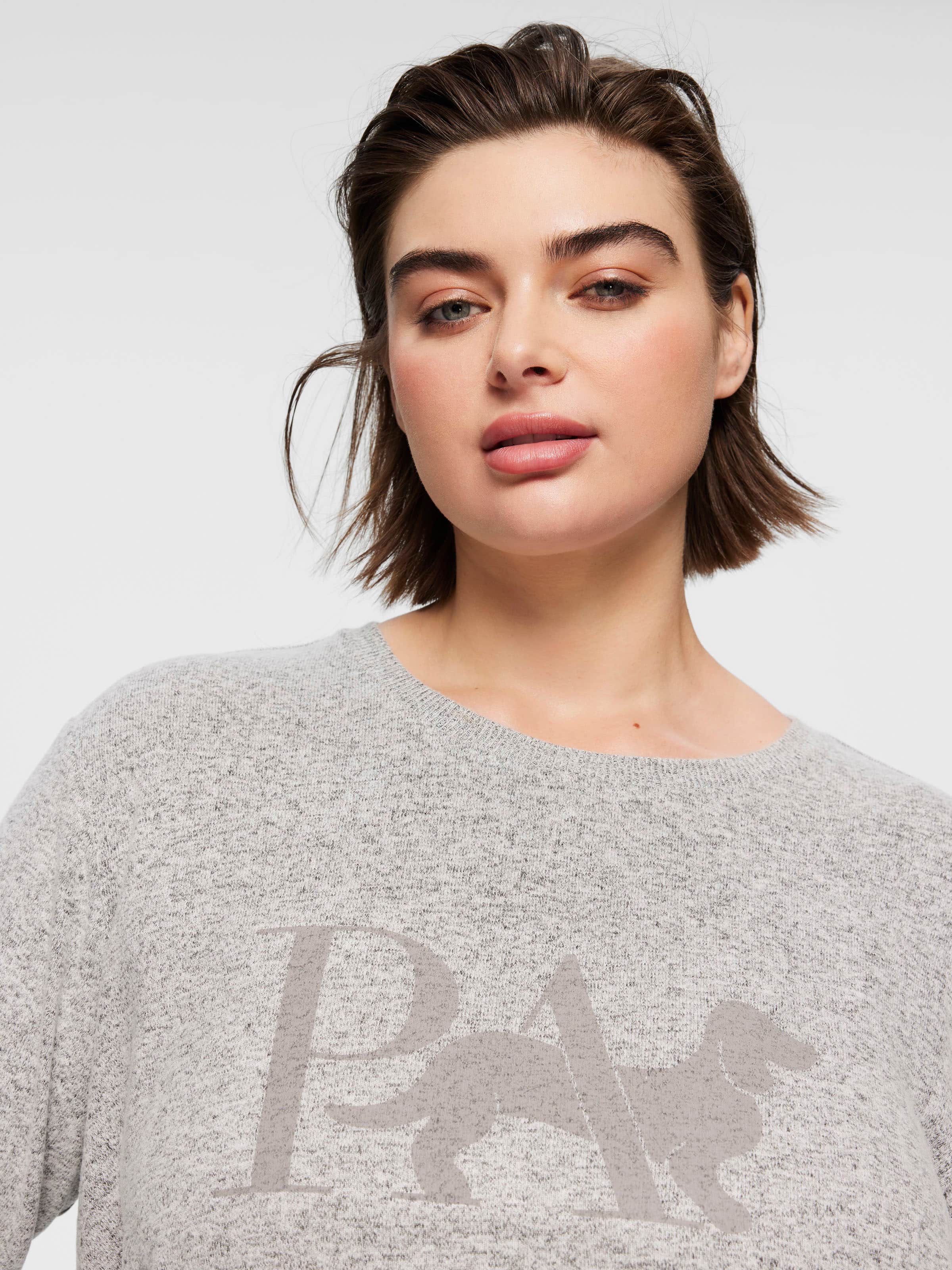 P.A. Plus Grey Fuzzy Sweater Top
