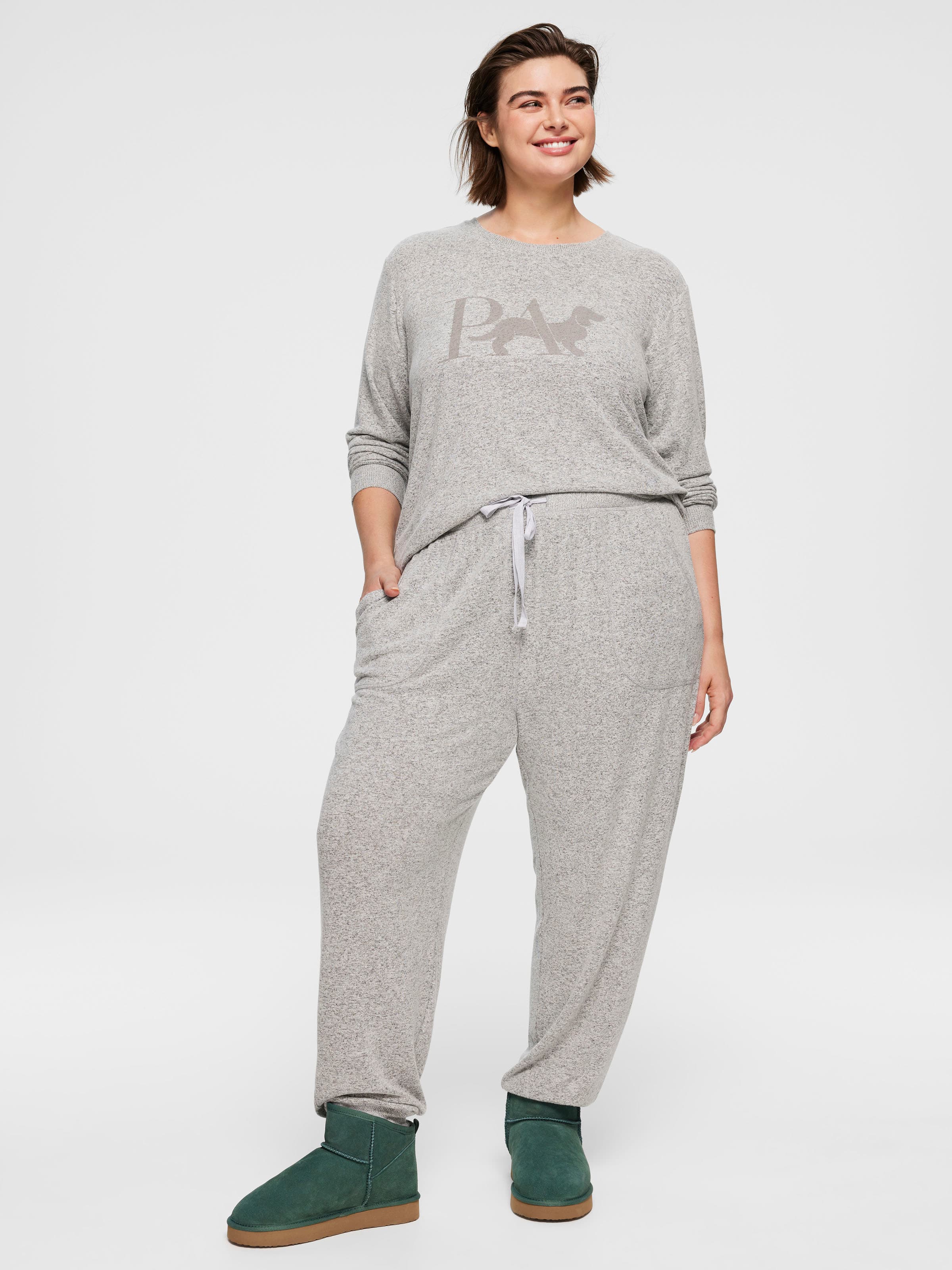 P.A. Plus Grey Fuzzy Easy Pj Bottom