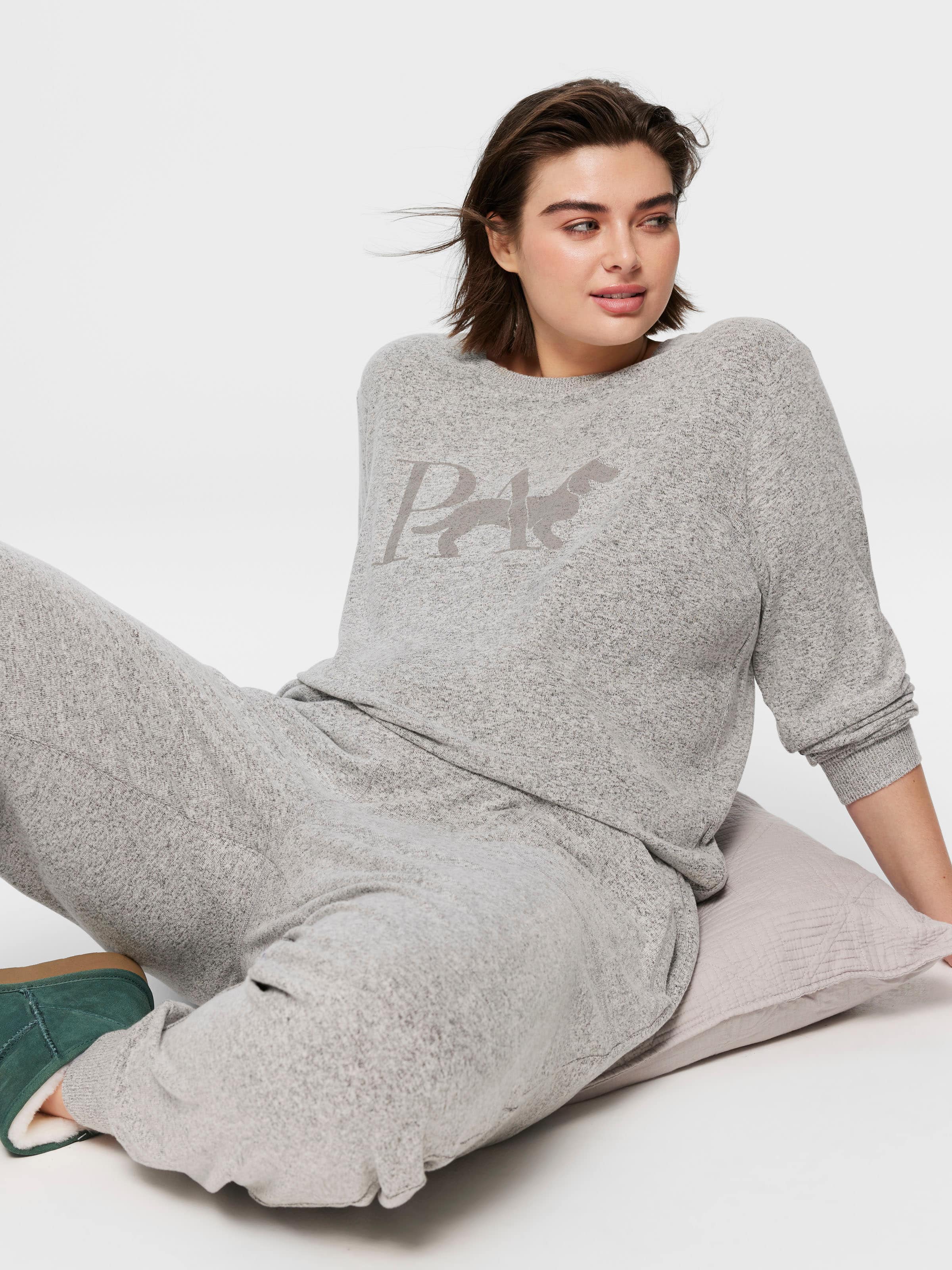 P.A. Plus Grey Fuzzy Easy Pj Bottom