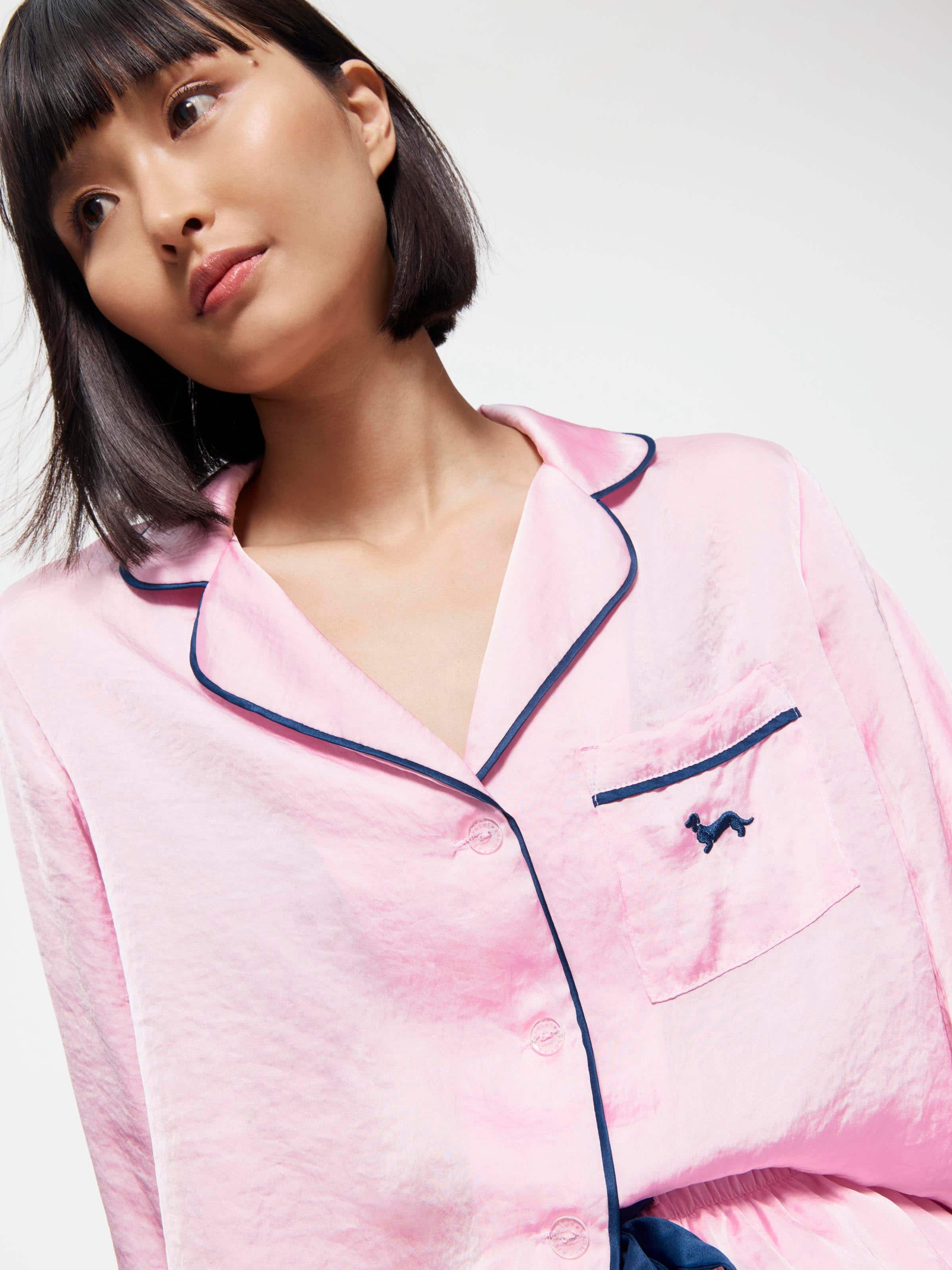 Image for Long Pink Chic Satin Pj Set from Peter Alexander