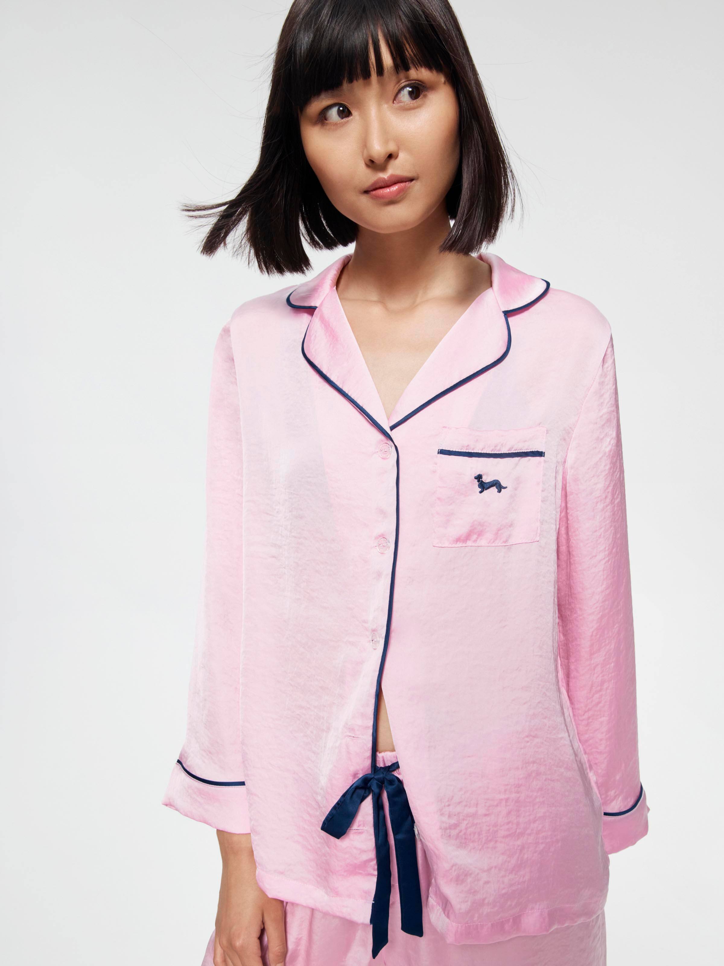 Image for Long Pink Chic Satin Pj Set from Peter Alexander