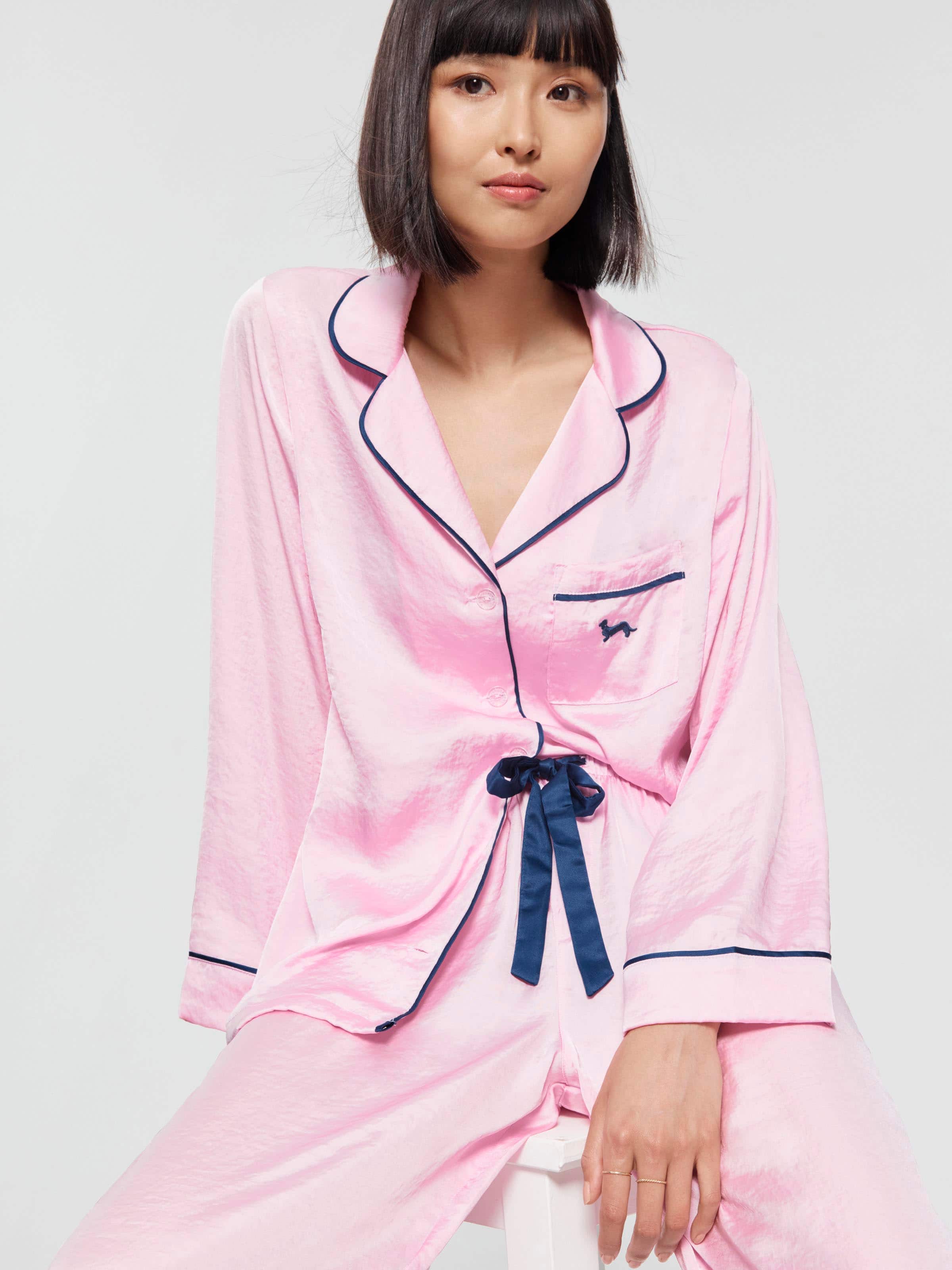 Image for Long Pink Chic Satin Pj Set from Peter Alexander