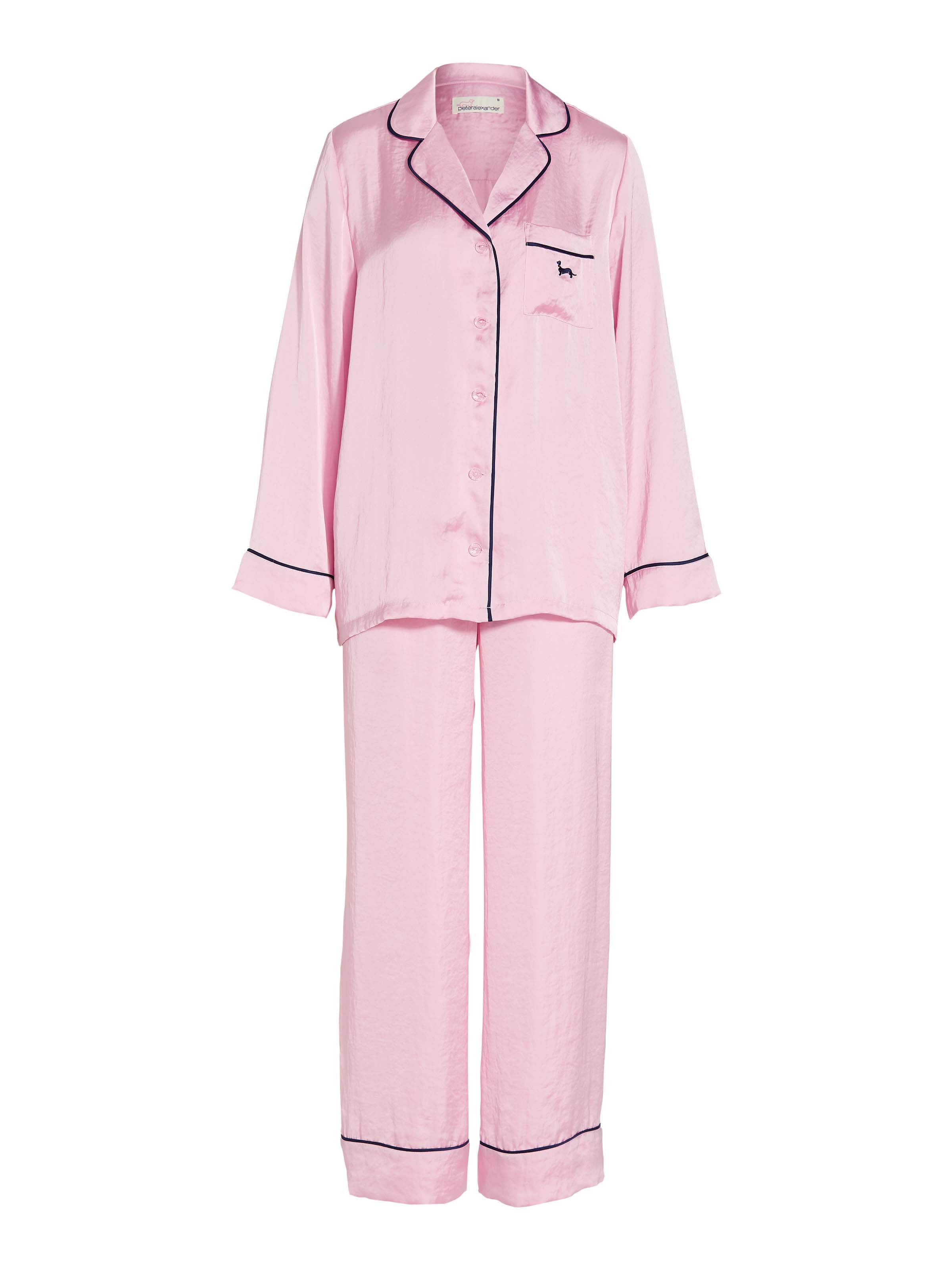 Image for Long Pink Chic Satin Pj Set from Peter Alexander