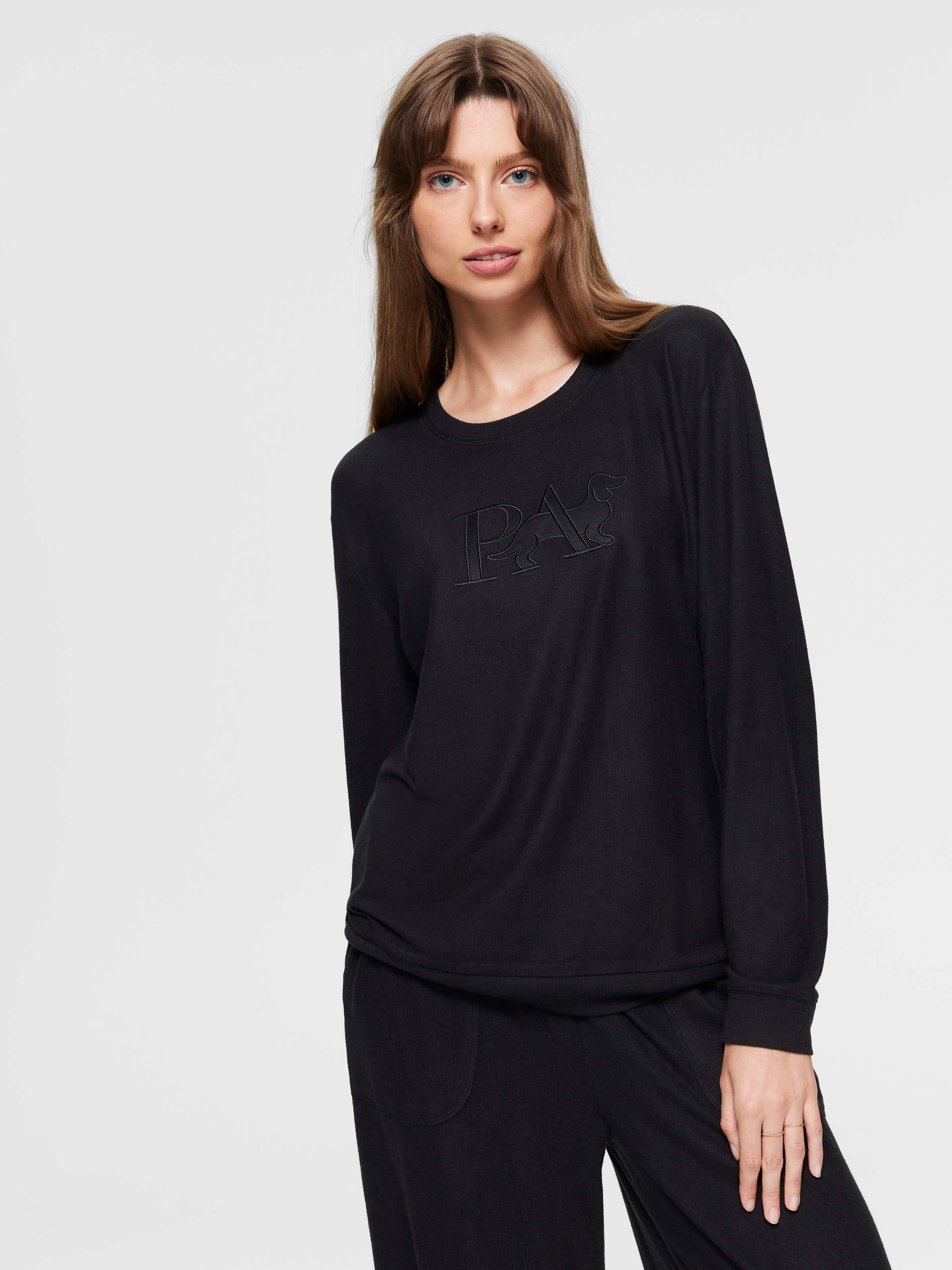Black Plush Sweater Top